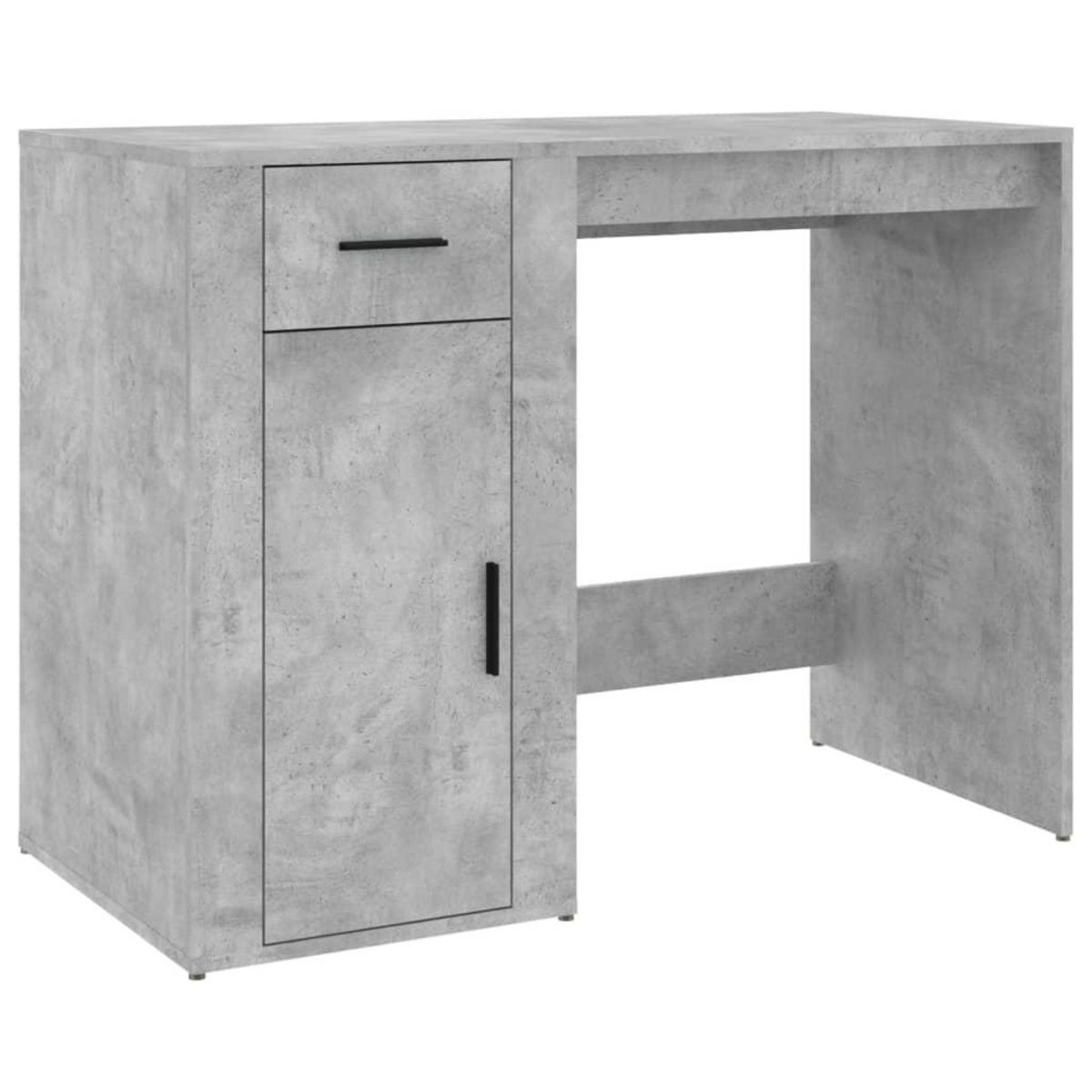 VIDAXL Bureau avec armoire gris beton bois d'ingenierie