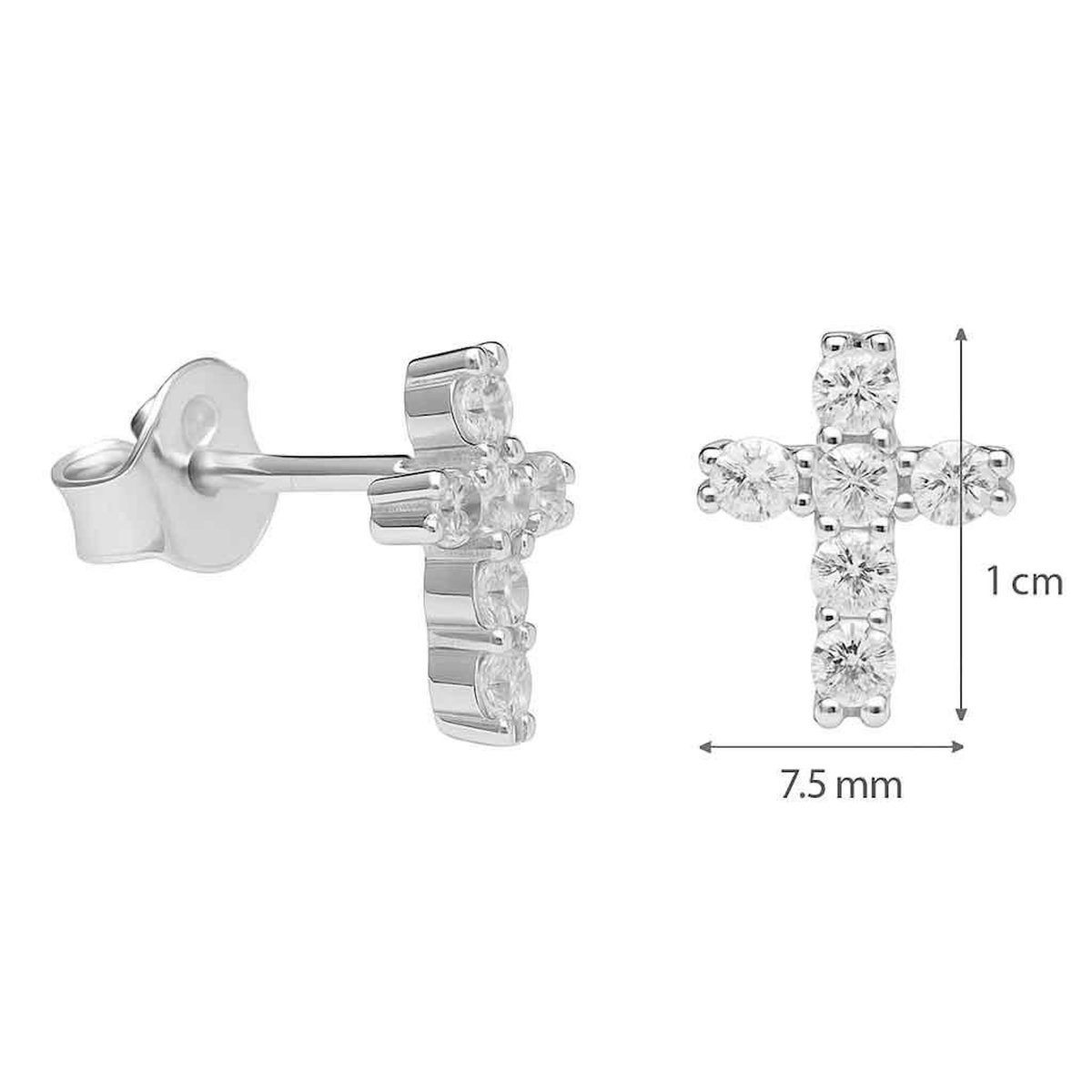 L'ATELIER D'AZUR Boucles d'Oreilles Argent 925/000 Rhodié - Croix Pavée de Zirconiums