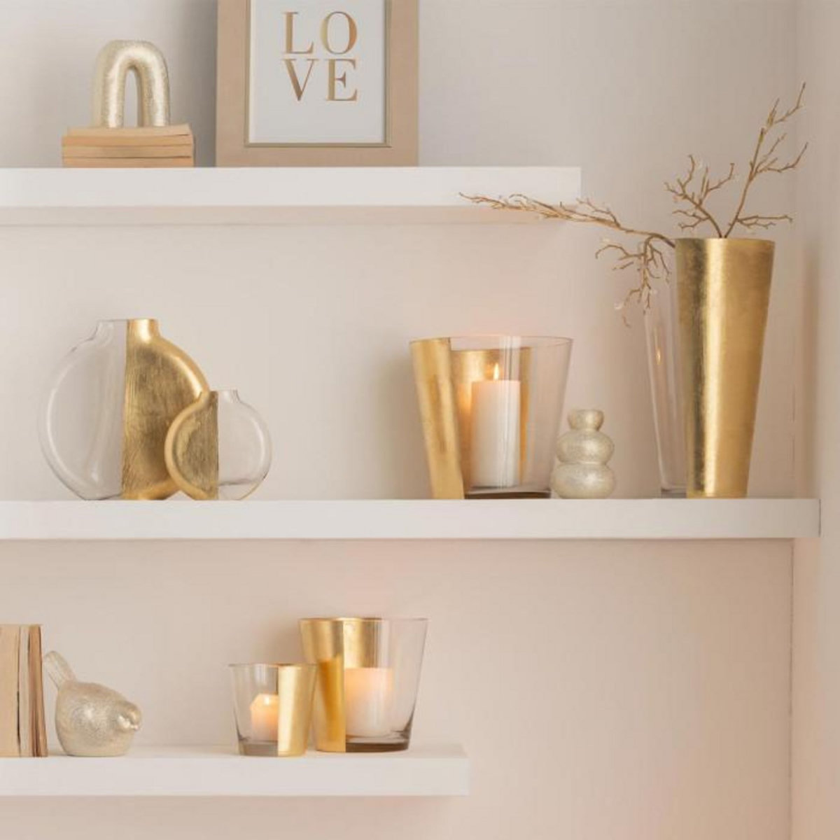 Paris Prix Vase Design en Verre  Moa  35cm Transparent & Or