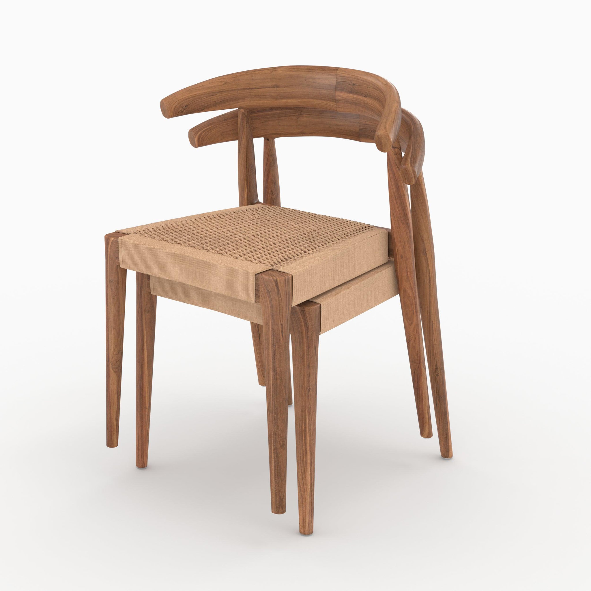 Voir la diapositive 5 : MAISON PAVANE Lot de 2 chaises en bois de teck et cordage type loom-alia