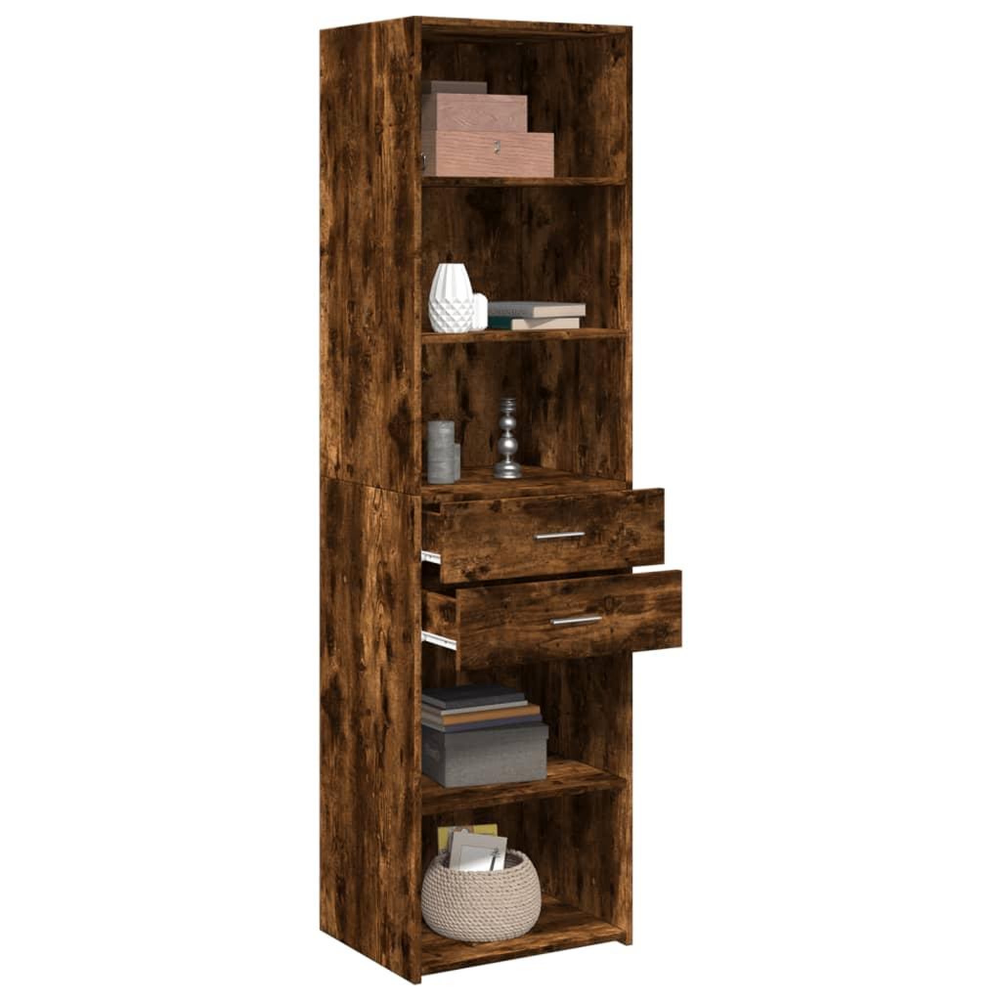 Voir la diapositive 3 : VIDAXL Buffet haut chene fume 50x42,5x185 cm bois d'ingenierie