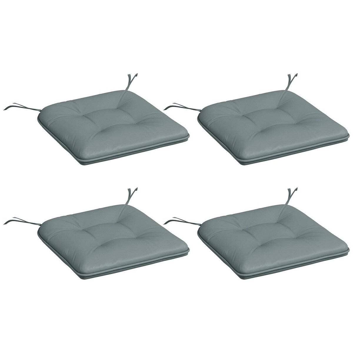 OUTSUNNY Lot de 4 coussins de chaises de jardin polyester gris