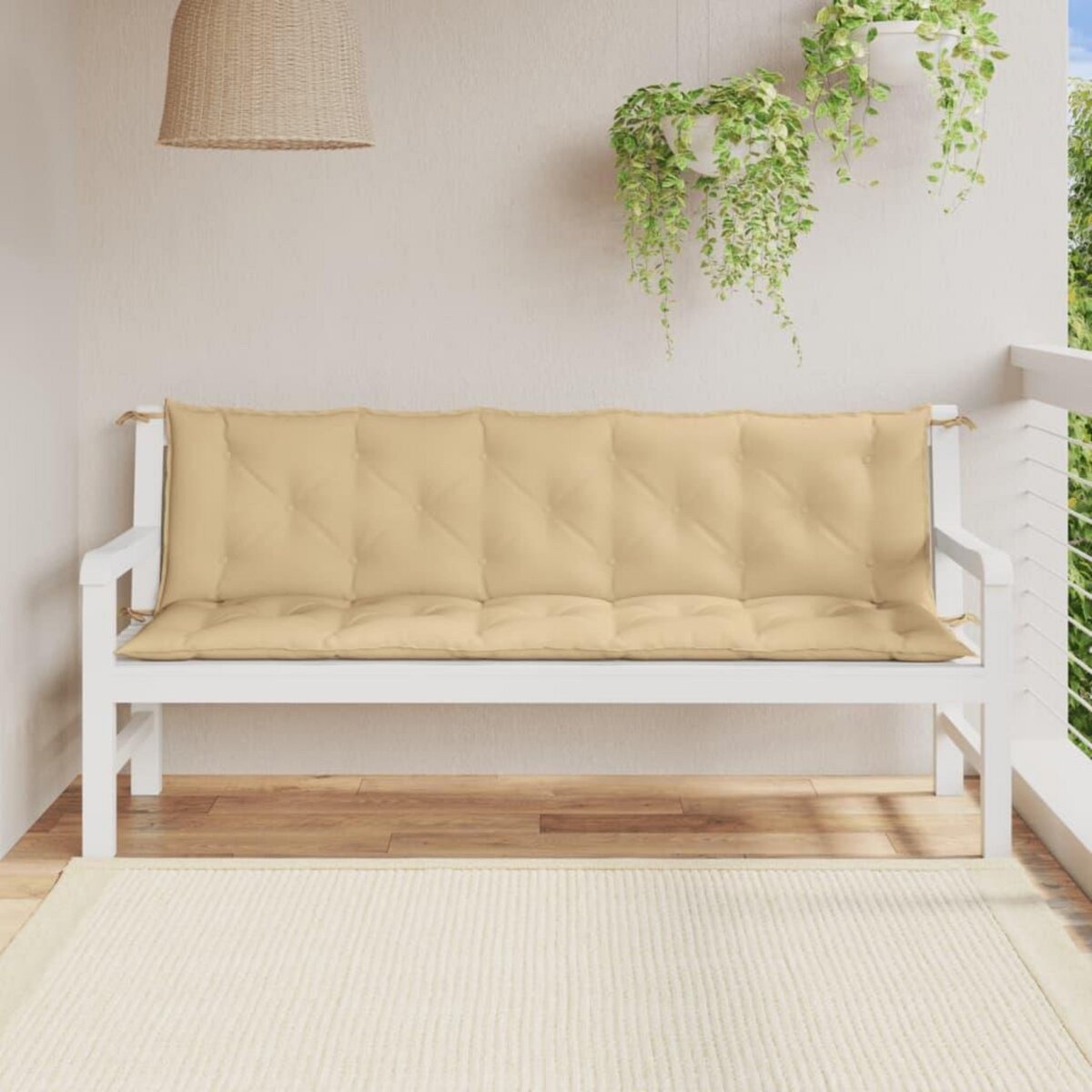 VIDAXL Coussins de banc de jardin lot de 2 beige melange tissu