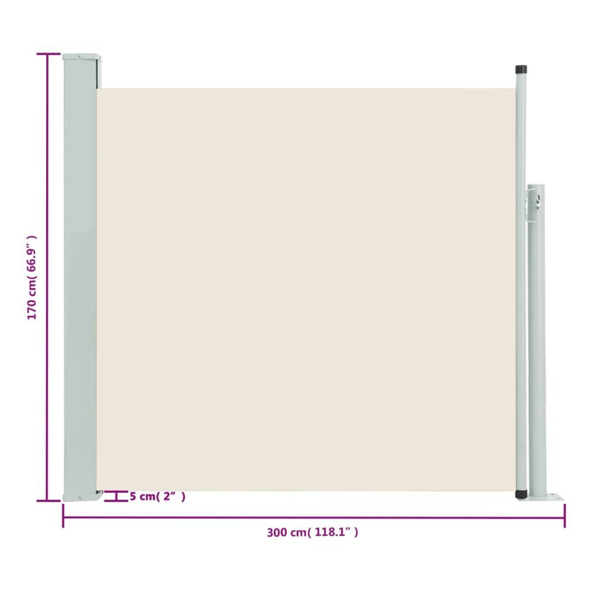 Voir la diapositive 5 : VIDAXL Auvent lateral retractable de patio 170x300 cm Creme
