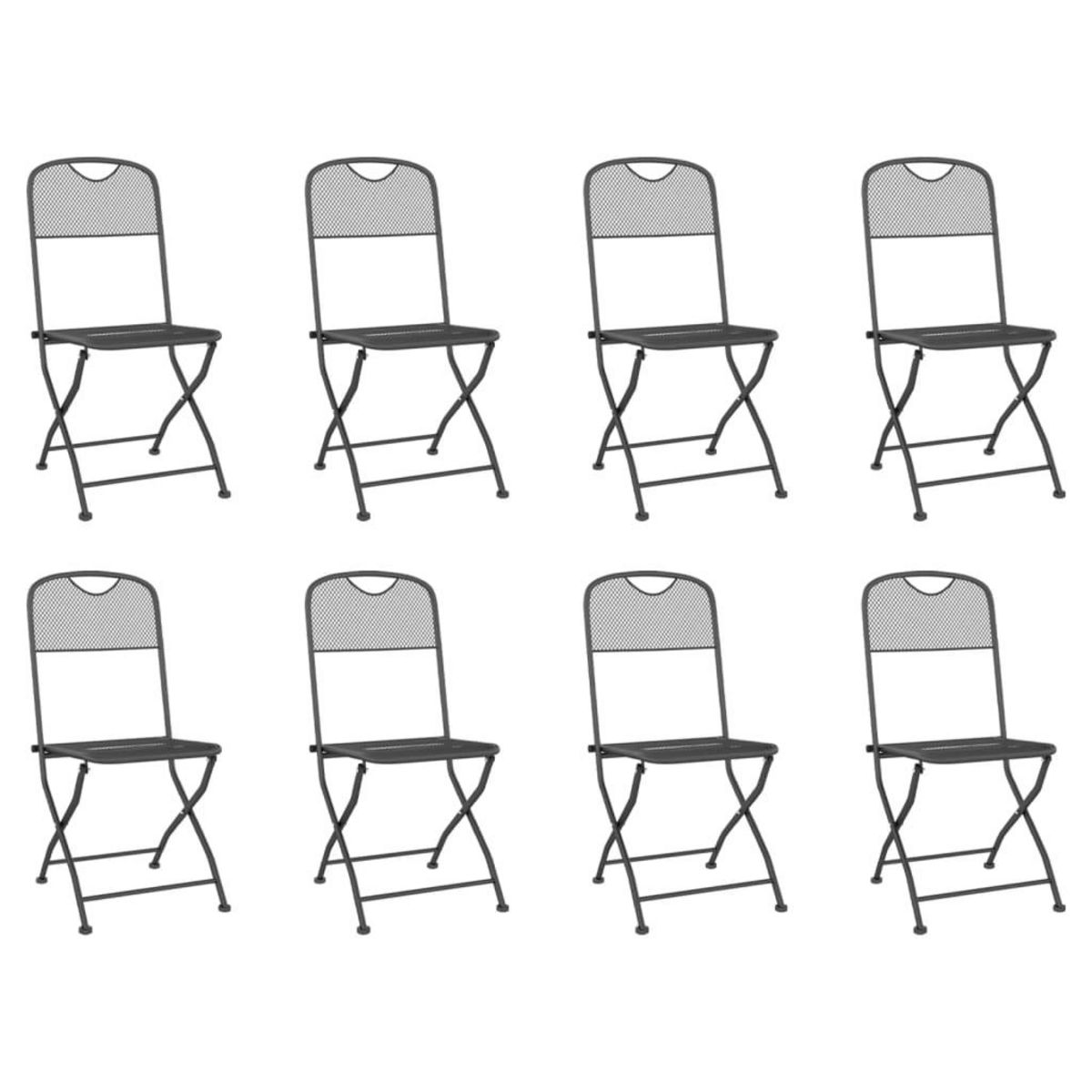 VIDAXL Ensemble a manger de jardin 9 pcs anthracite metal maille