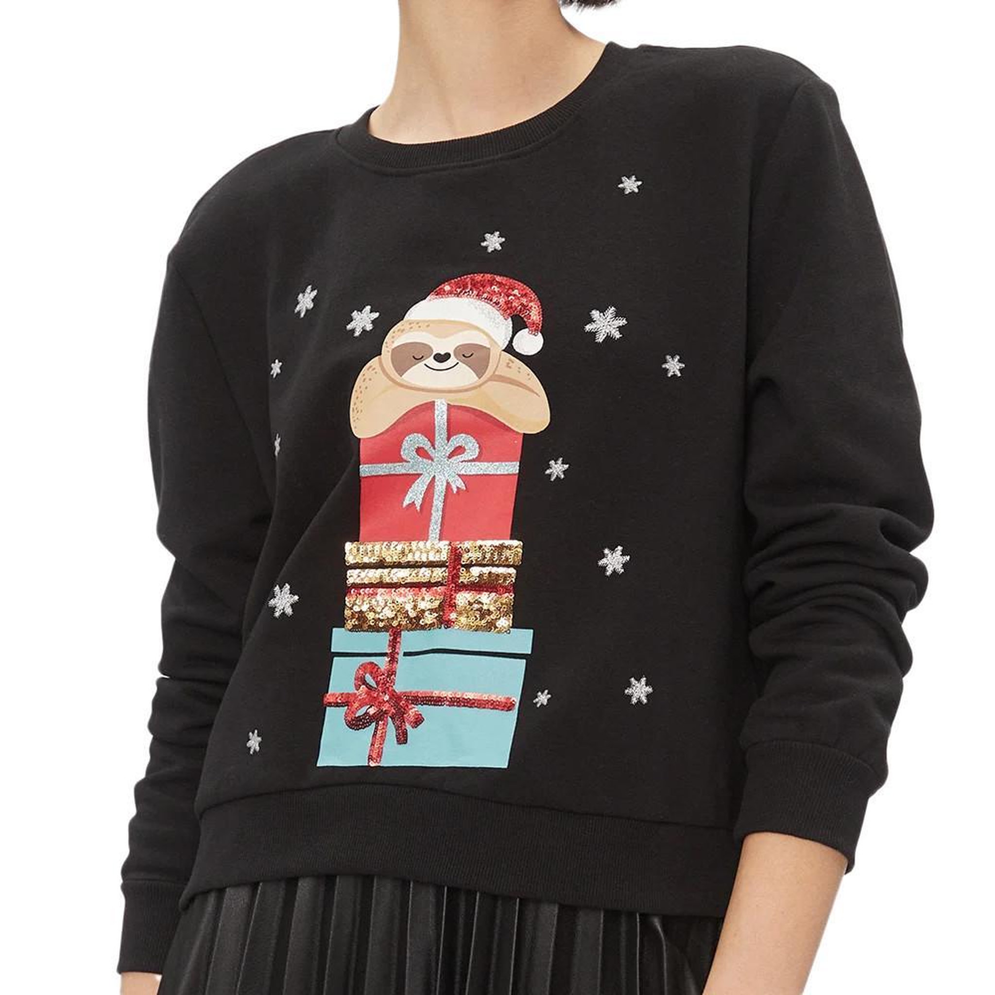 Only Sweat de Noel Noir Femme Only Onlyda Christmas. Coloris disponibles : Noir