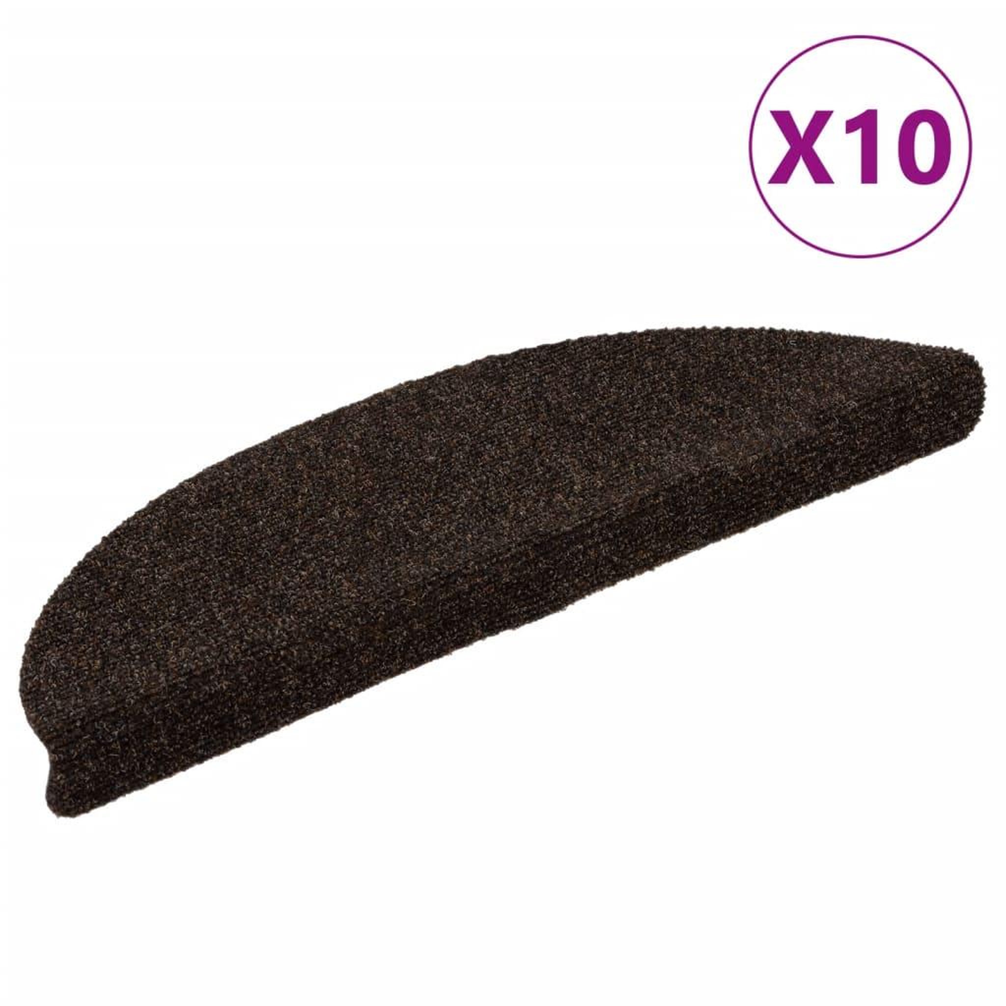 Voir la diapositive 2 : VIDAXL Tapis autoadhesifs de marches 10pcs Marron 56x17x3cm Aiguillete