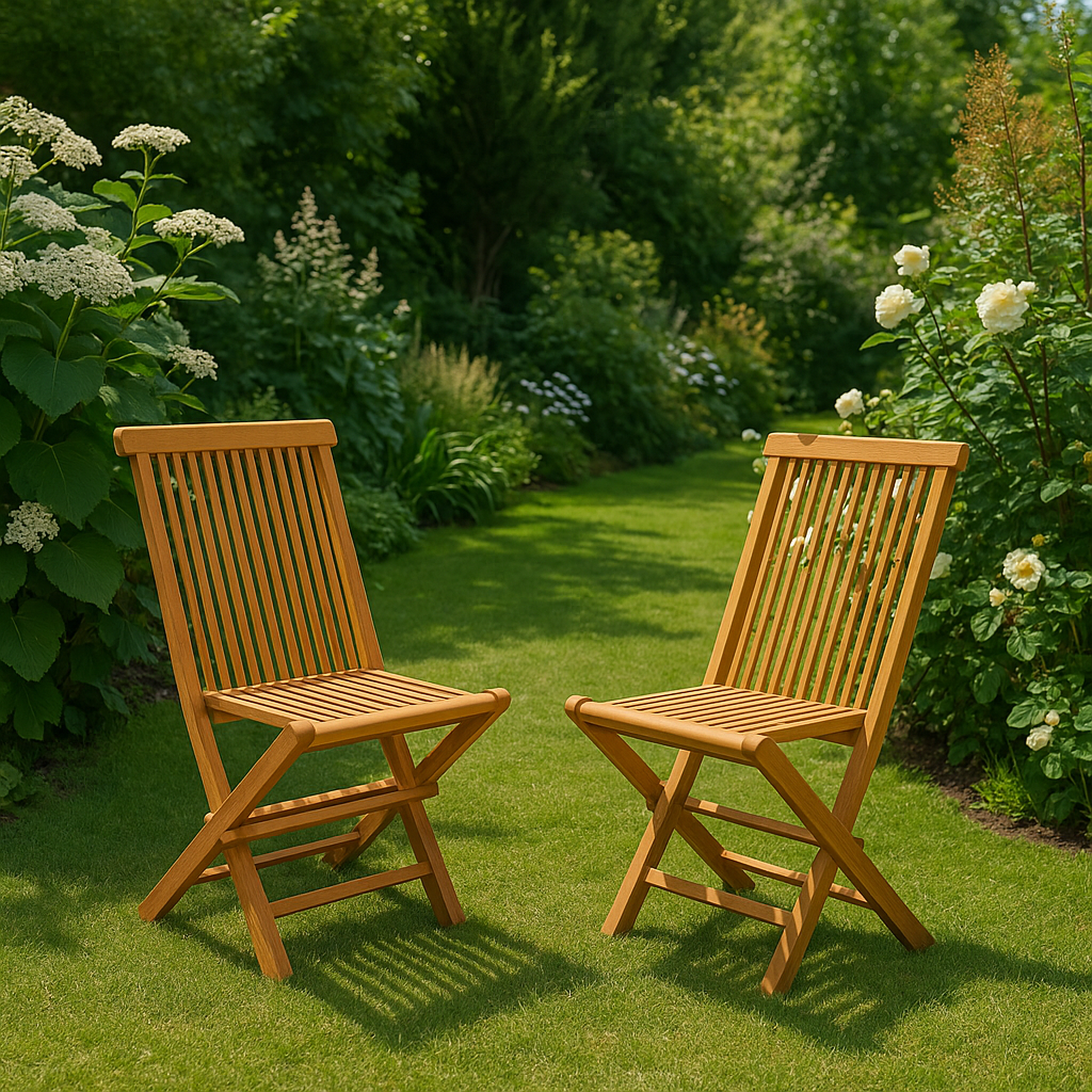 Voir la diapositive 3 : CONCEPT USINE Lot de 4 chaises pliantes jardin teck massif huilé teck