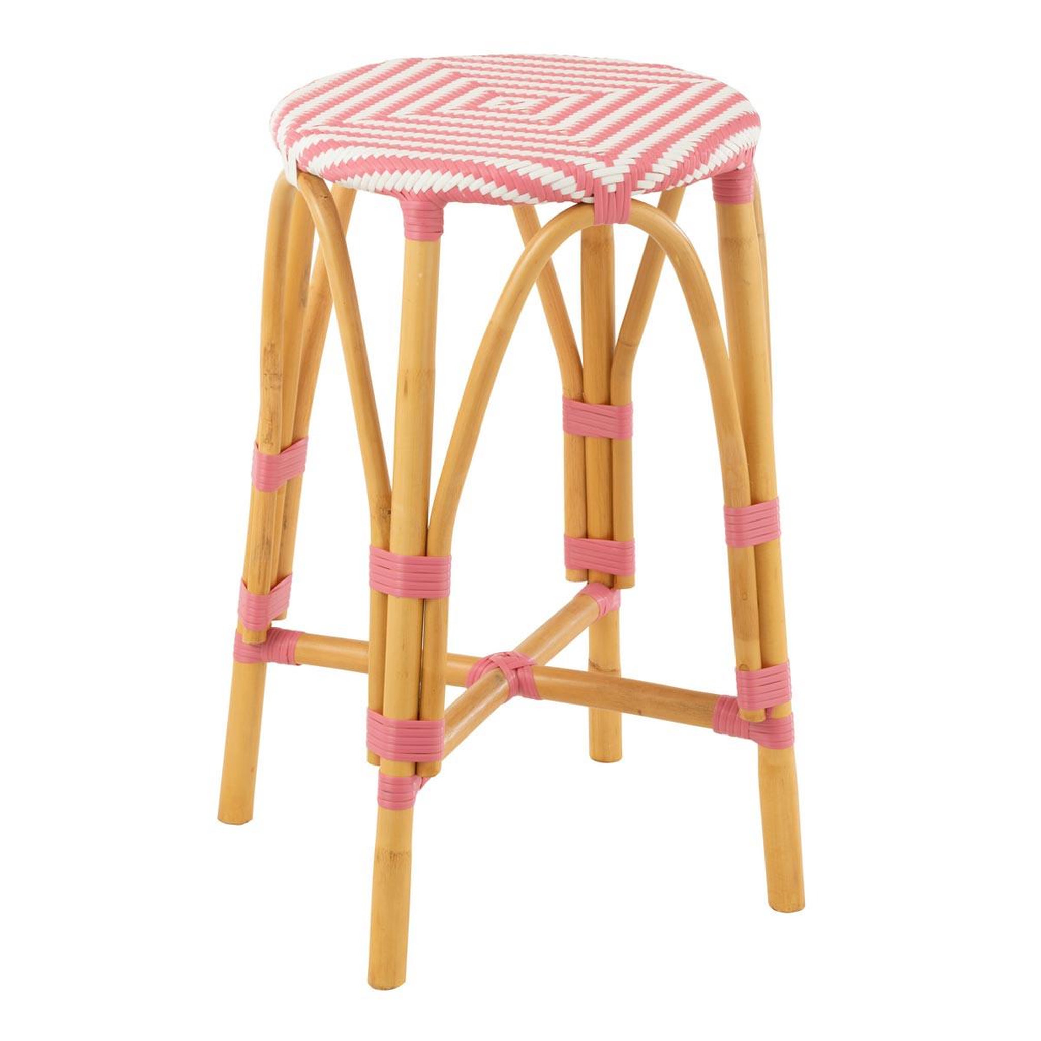 J-LINE Tabouret de bar en rotin  danial  65cm rose