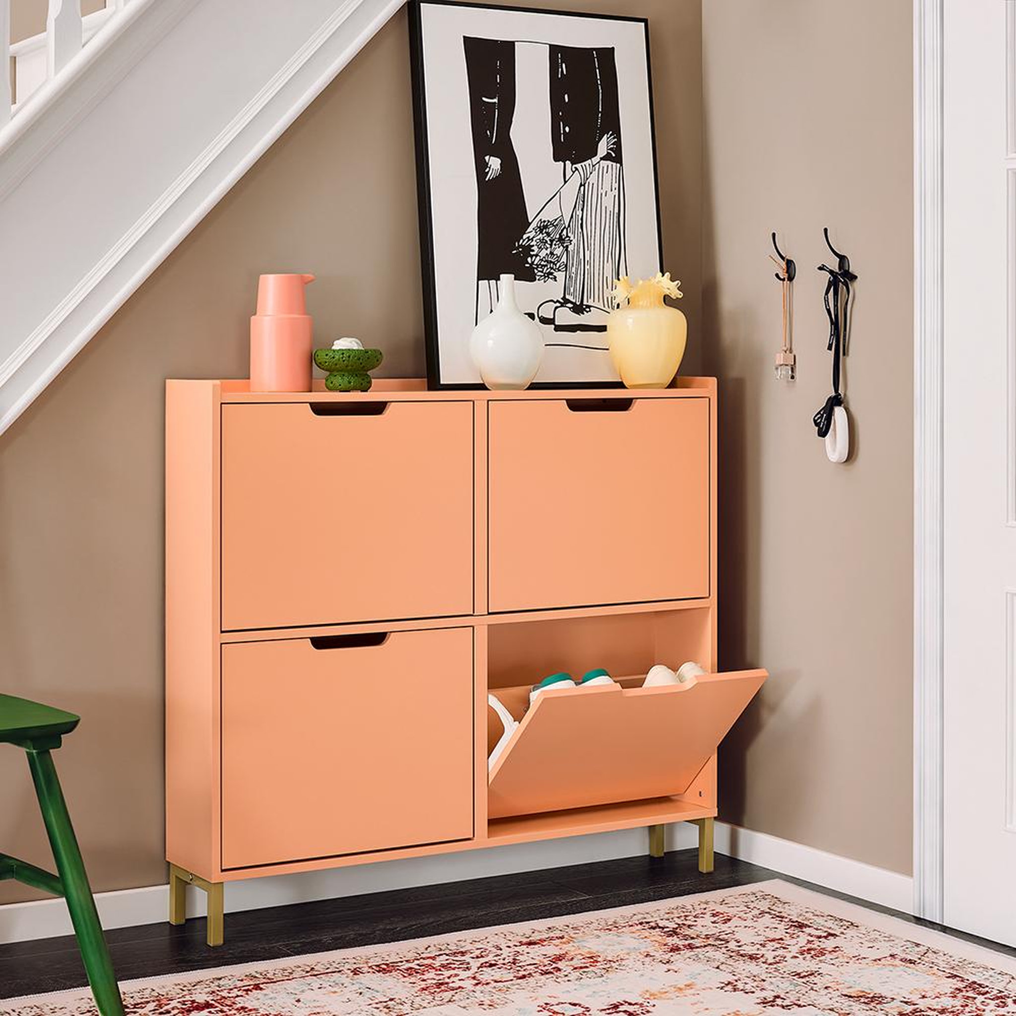 Voir la diapositive 5 : SOBUY SoBuy - Meuble À Chaussures 4 portes - Minimaliste - FSR100