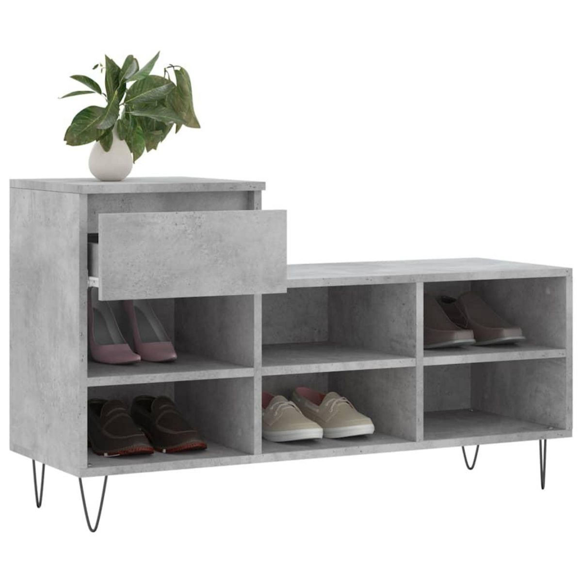 VIDAXL Armoire a chaussures Gris beton 102x36x60 cm Bois d'ingenierie