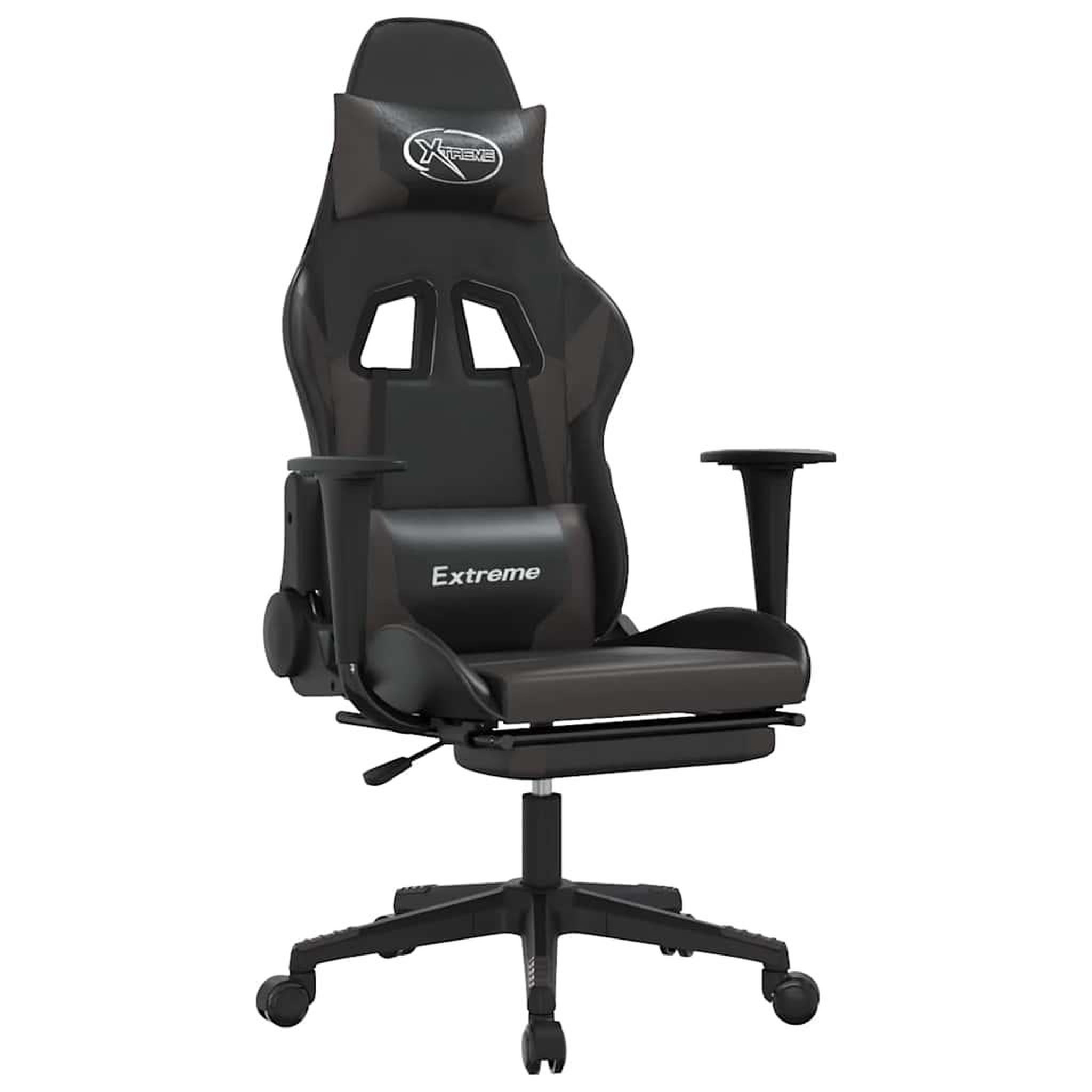 Voir la diapositive 2 : VIDAXL Chaise de jeu de massage et repose-pied Noir et gris Similicuir
