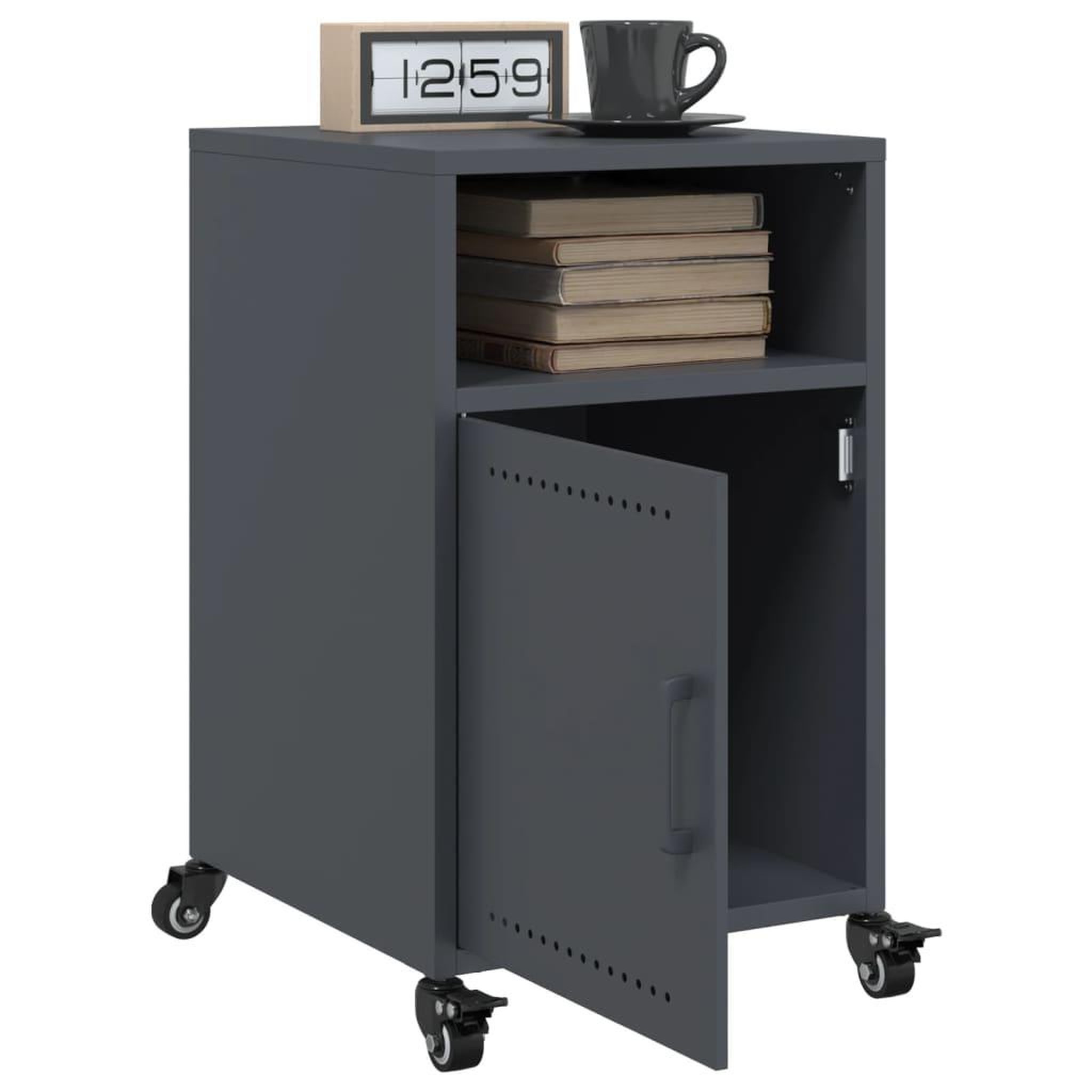 Voir la diapositive 4 : VIDAXL Tables de chevet 2 pcs anthracite 36x39x59 cm acier