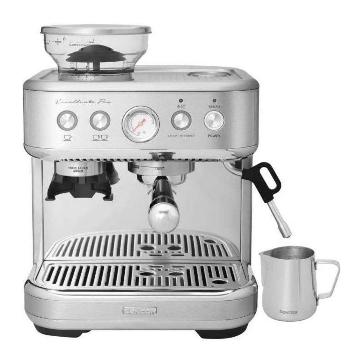 SENCO Machine a expresso - SENCOR - SES 6010SS - 15 bars - Broyeur a café - 250 g de grains - Inox