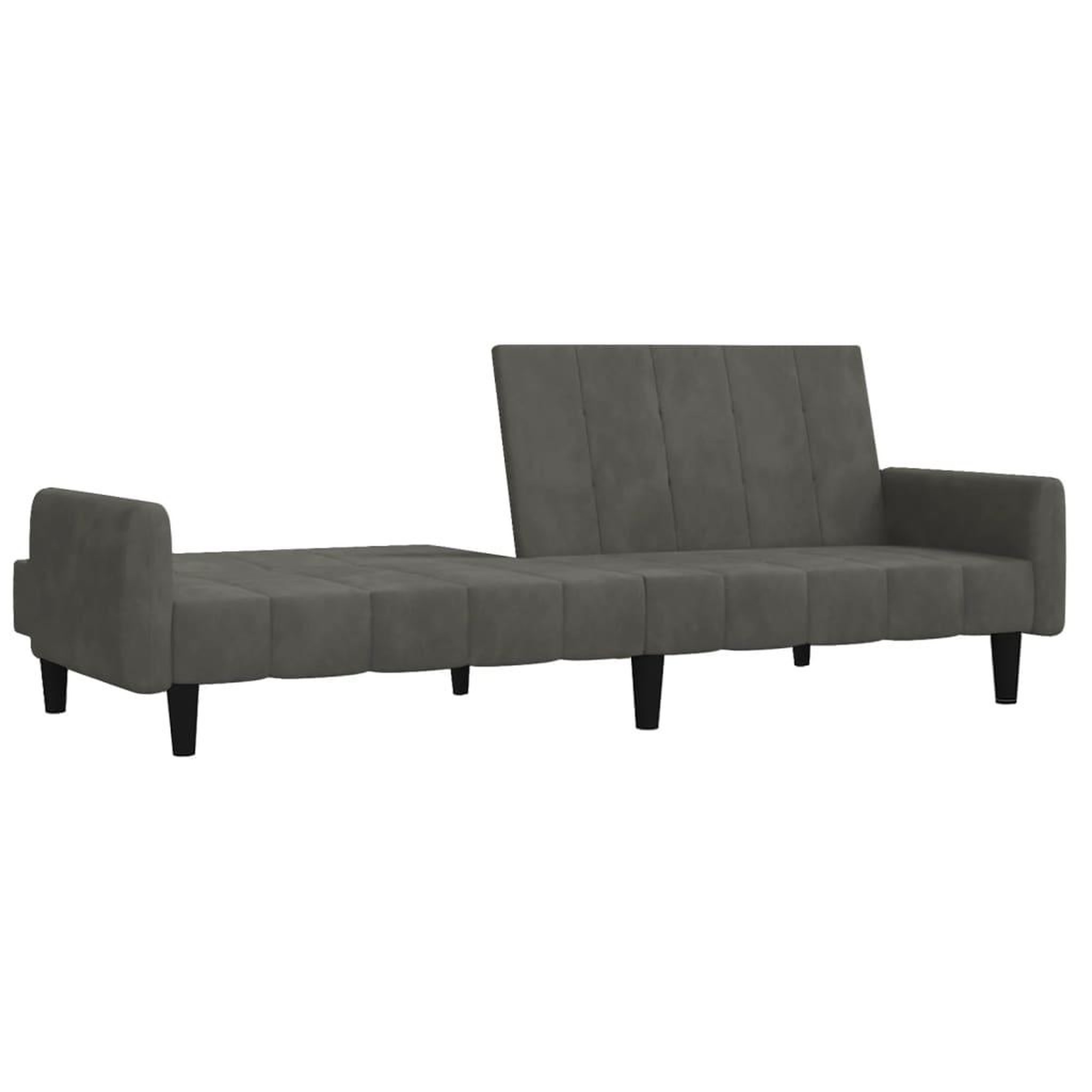 Voir la diapositive 5 : VIDAXL Canape-lit a 2 places gris fonce velours