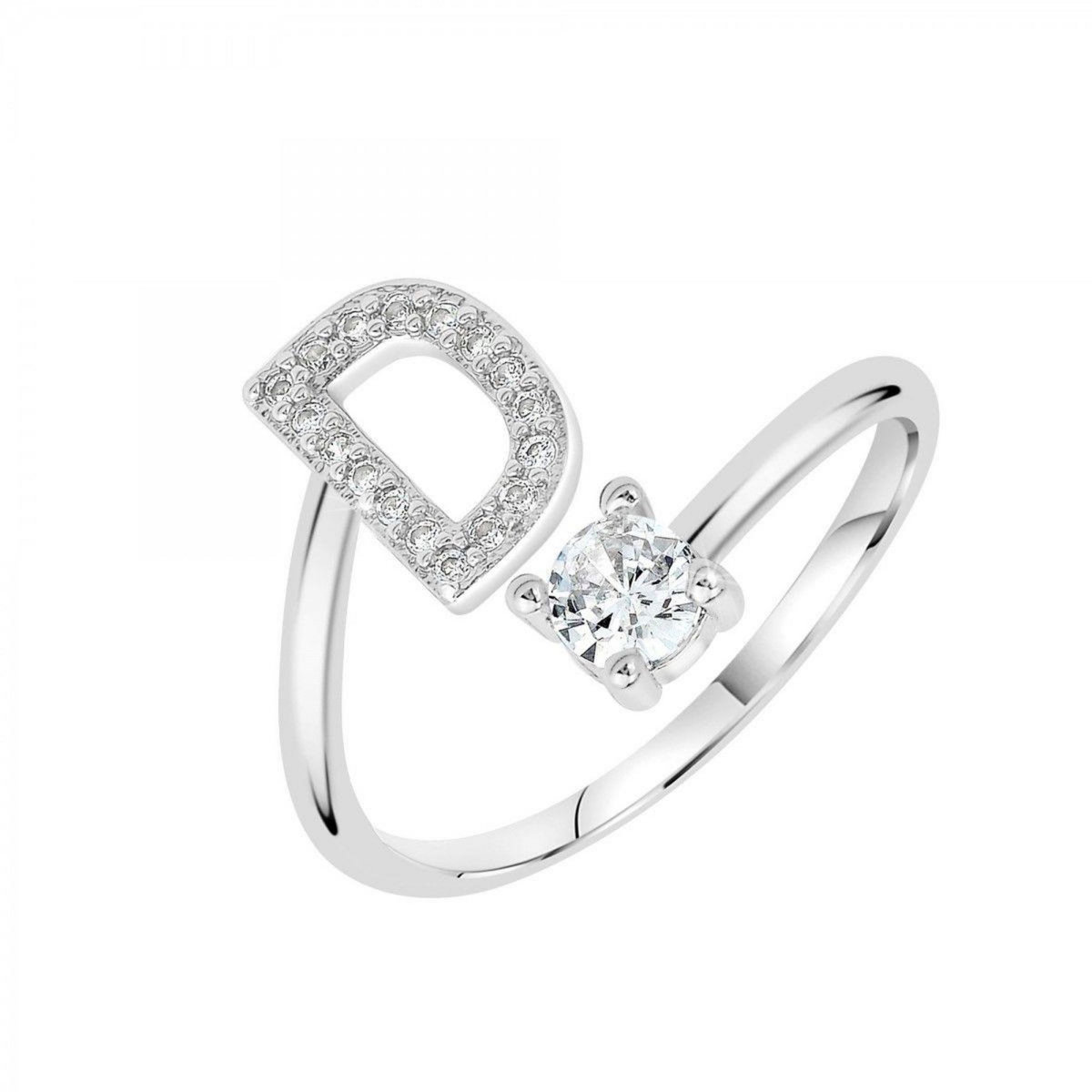 SC CRYSTAL Bague lettre D ajustable SC Crystal ornée de Zirconium