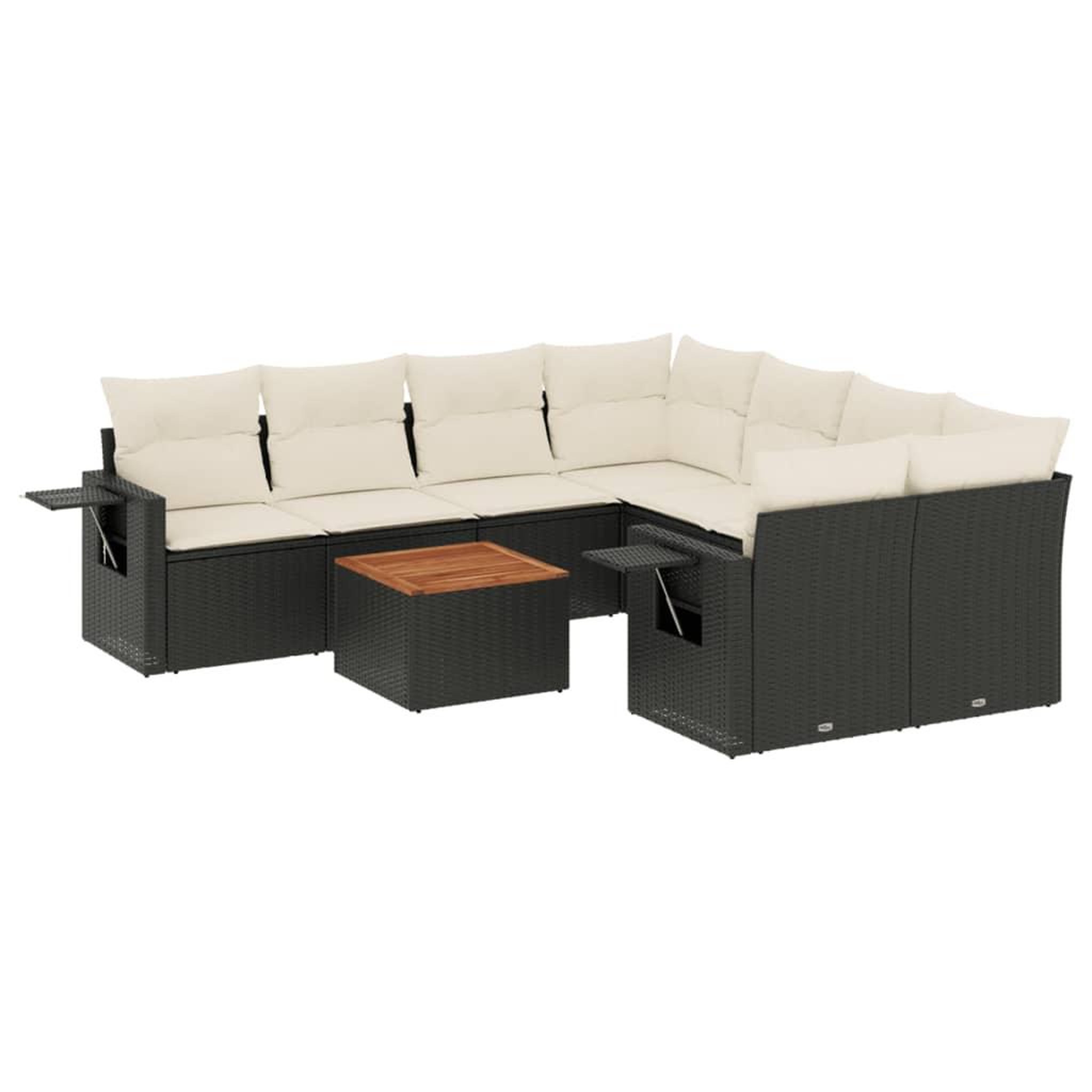 Voir la diapositive 2 : VIDAXL Salon de jardin 9 pcs avec coussins noir resine tressee