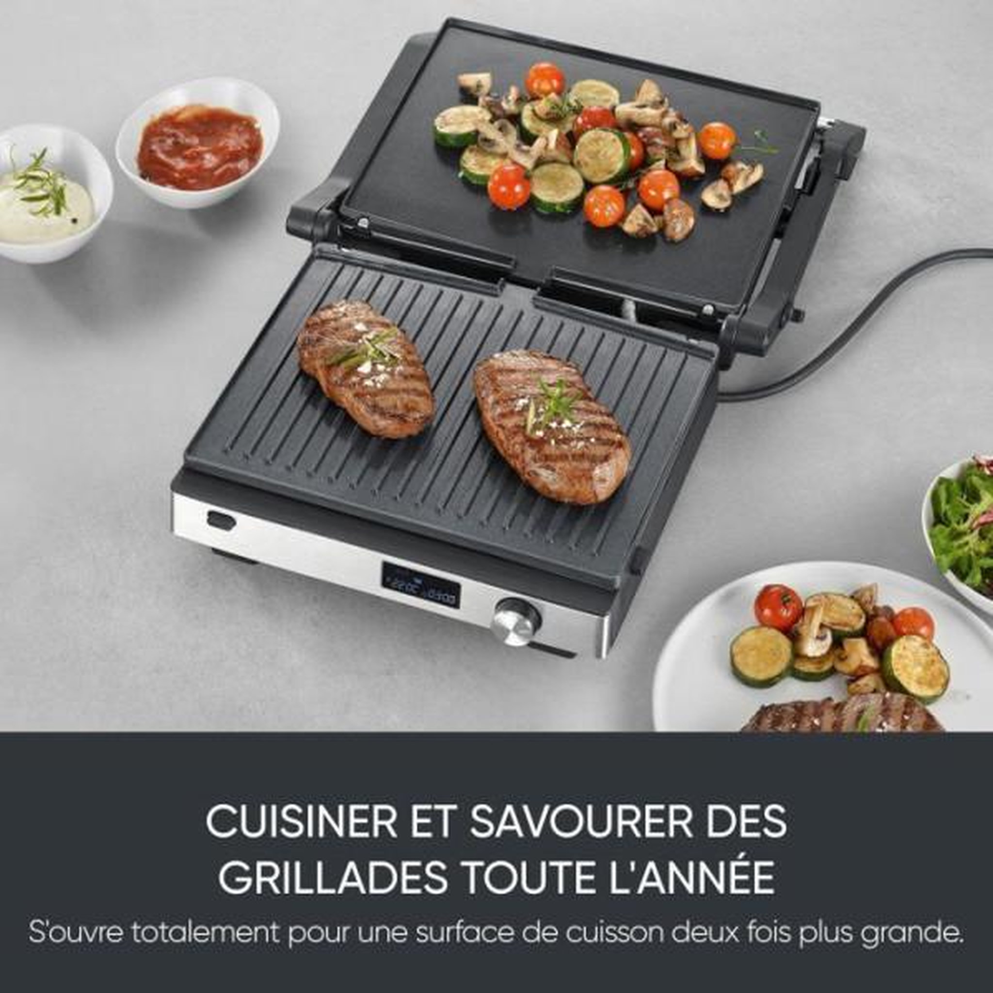 Voir la diapositive 3 : SEVERIN Gril viande 3en1 2000w noir/inox - KG2380