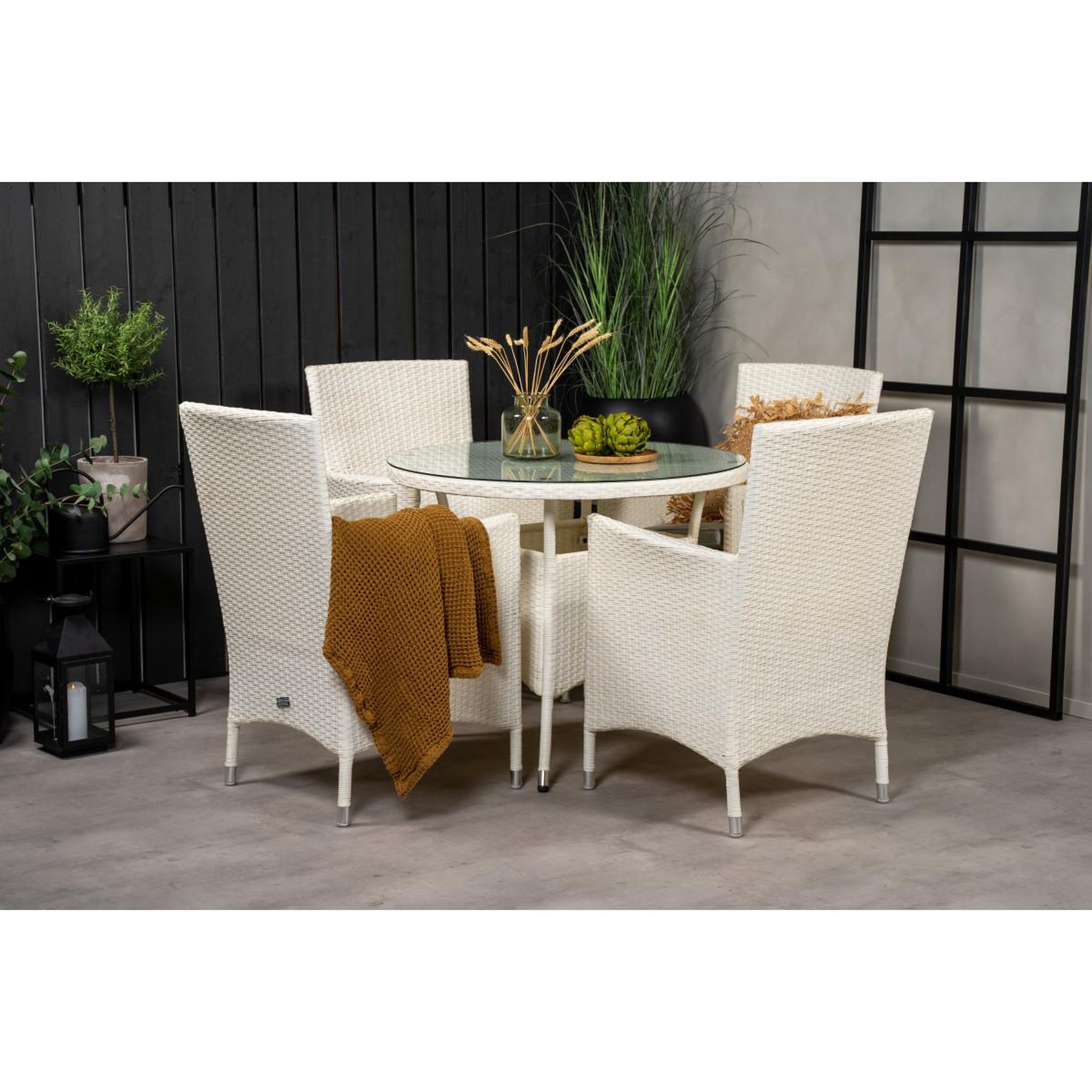 Voir la diapositive 5 : Paris Prix Ensemble table de jardin & 4 chaises  volta  90cm blanc