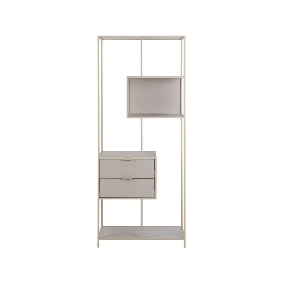 LISA DESIGN Anthea - étagère filaire métal avec plaquage en effet bois blanchi - avec tiroirs - 77 cm - gris
