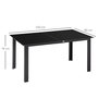 Voir la diapositive 3 : OUTSUNNY Table de jardin rectangulaire 6 personnes dim. 150L x 90l x 74H cm alu. plateau verre trempé noir