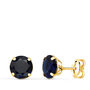 Voir la diapositive 1 : L'ATELIER D'AZUR Boucles d'Oreilles Or 18 Carats 750 Jaune - Zirconiums Bleu Saphir
