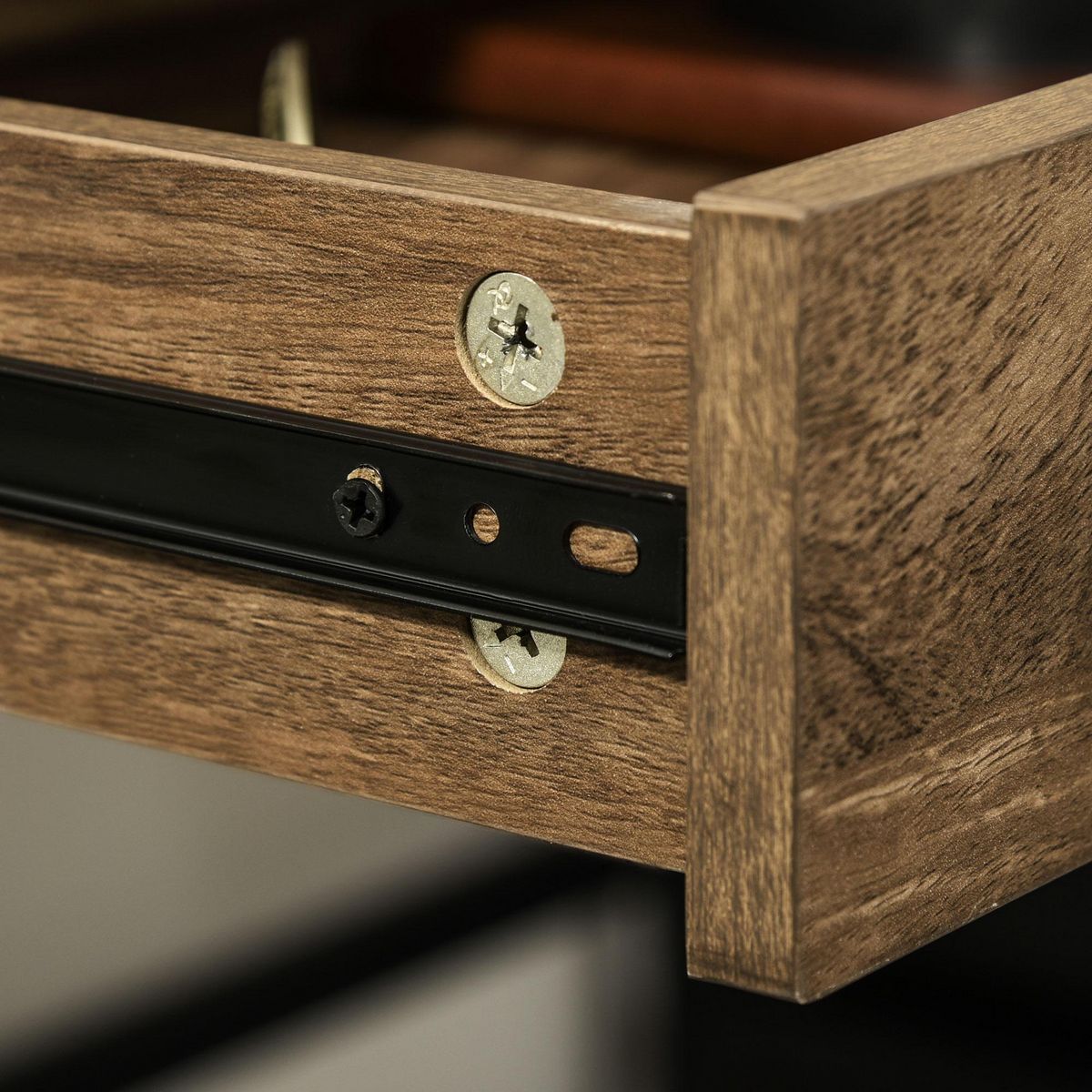 HOMCOM Bureau style industriel dim. 110L x 55l x 75H cm cm tiroir + 2 tiroirs piètement métal noir plateau MDF aspect bois