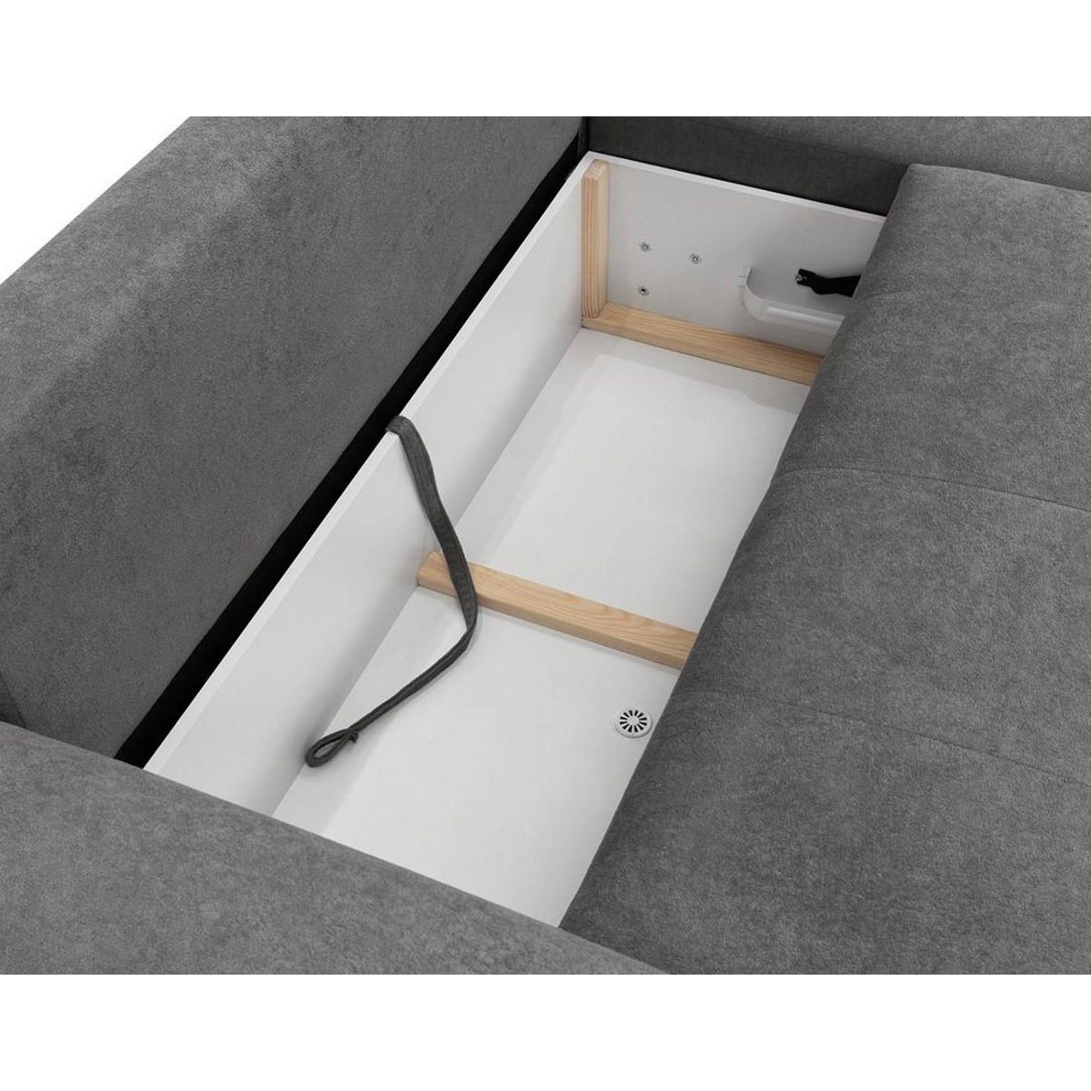 BEST MOBILIER Luzzio - canapé d'angle droit 4 places convertible avec coffre en tissu texturé