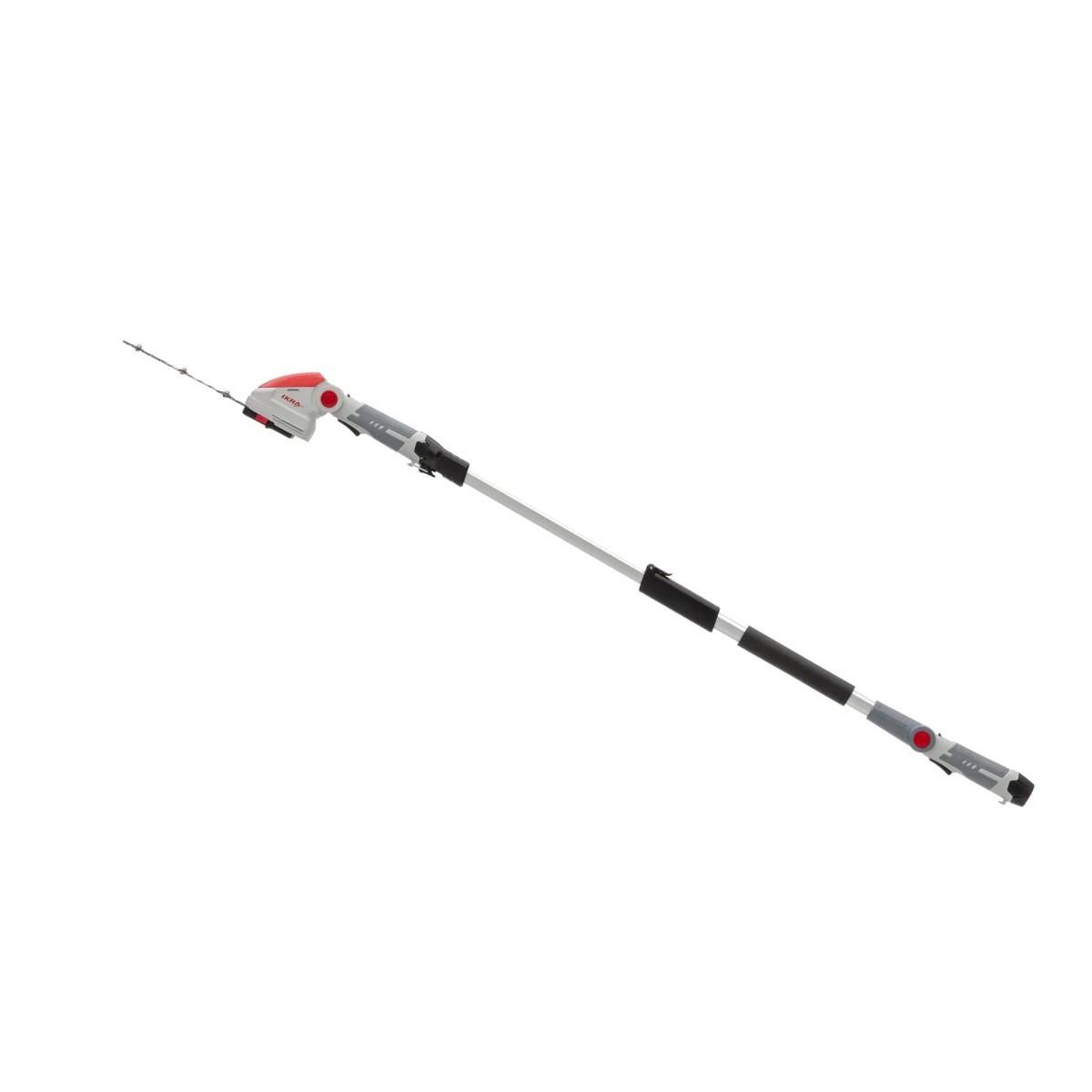 Ikra Cisaille à gazon et Taille buisson Télescopique sans fil à batterie 12V Inclus 2 lames 10cm et 20cm Chargeur 12V IKRA