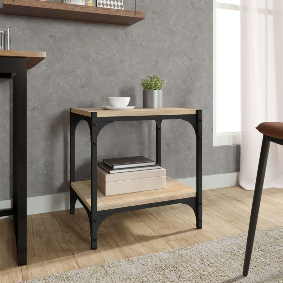 VIDAXL Meuble TV Chene sonoma 40x33x41 cm Bois d'ingenierie et acier