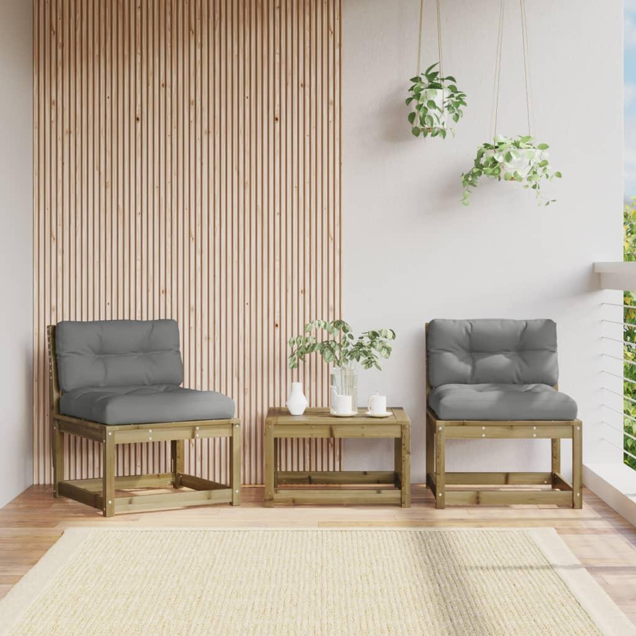 VIDAXL Canapes de jardin avec coussins 2pcs bois de pin impregne