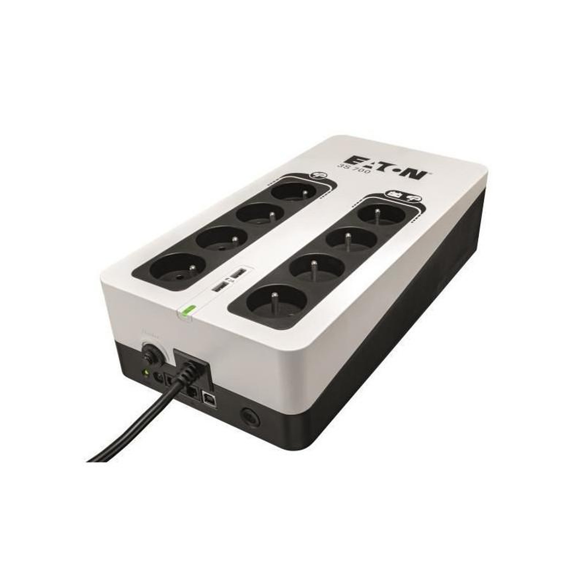 Voir la diapositive 2 : Eaton Onduleur Eaton 3S 700 FR - Off-line UPS - 3S700F - 700VA 8 prises francaises Noir/Blanc