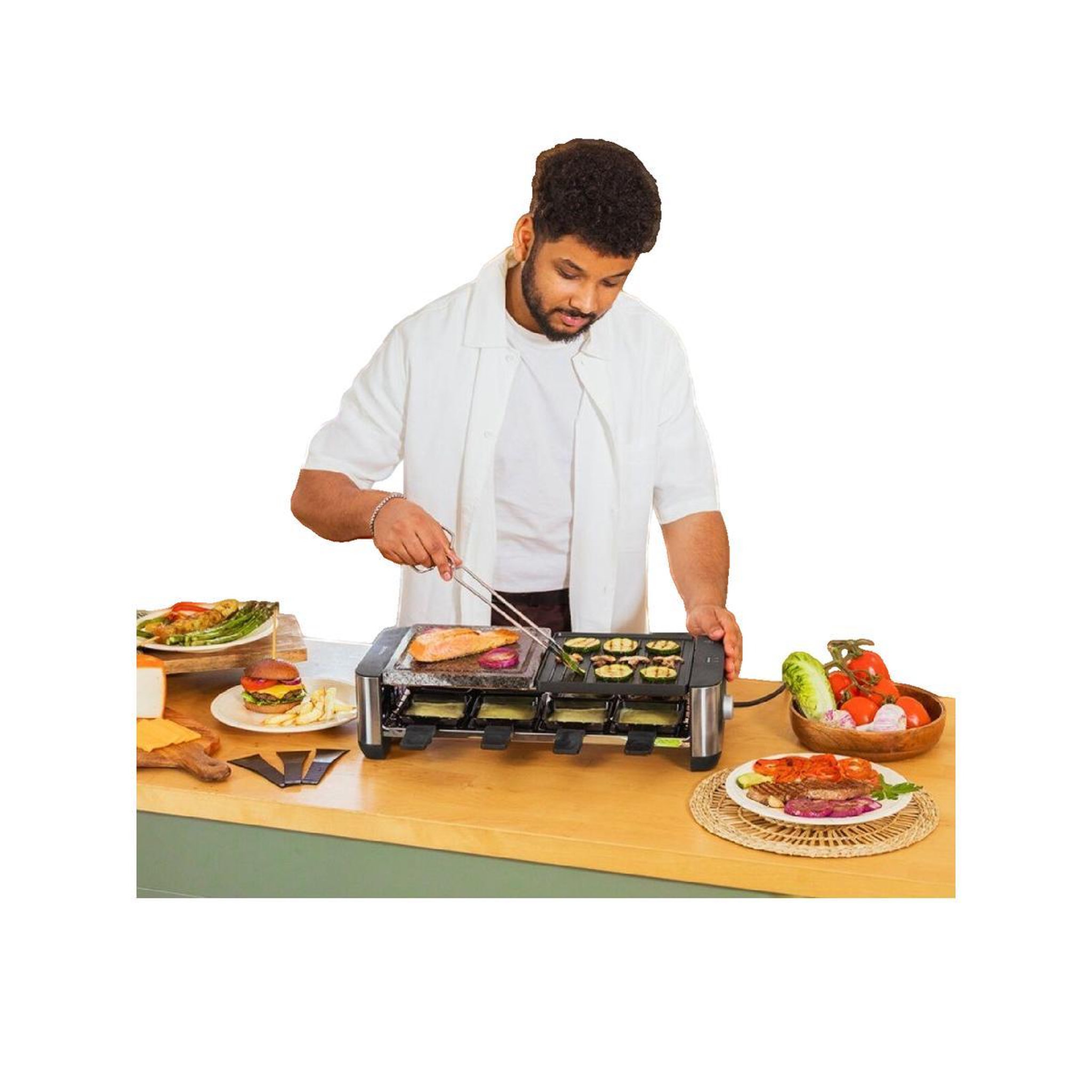 Voir la diapositive 2 : CECOTEC Appareil de raclette Cecotec Modèle de raclette Noir moderne 1400 W