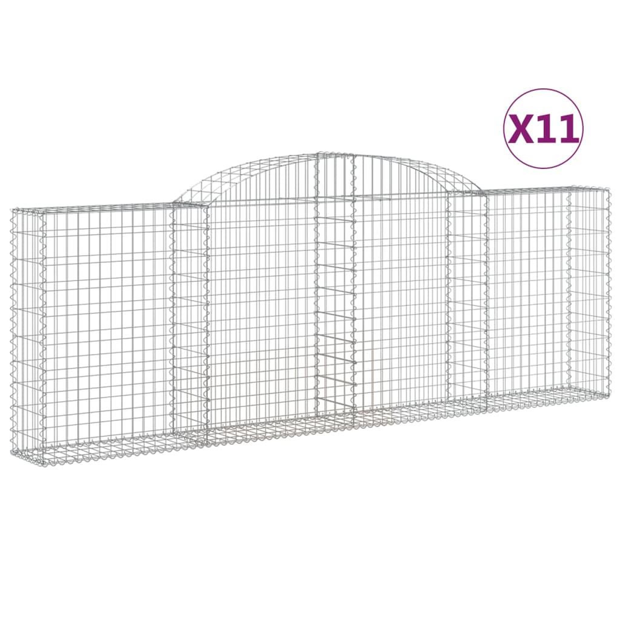 Voir la diapositive 2 : VIDAXL Paniers a gabions arques 11 pcs 300x30x100/120 cm fer galvanise
