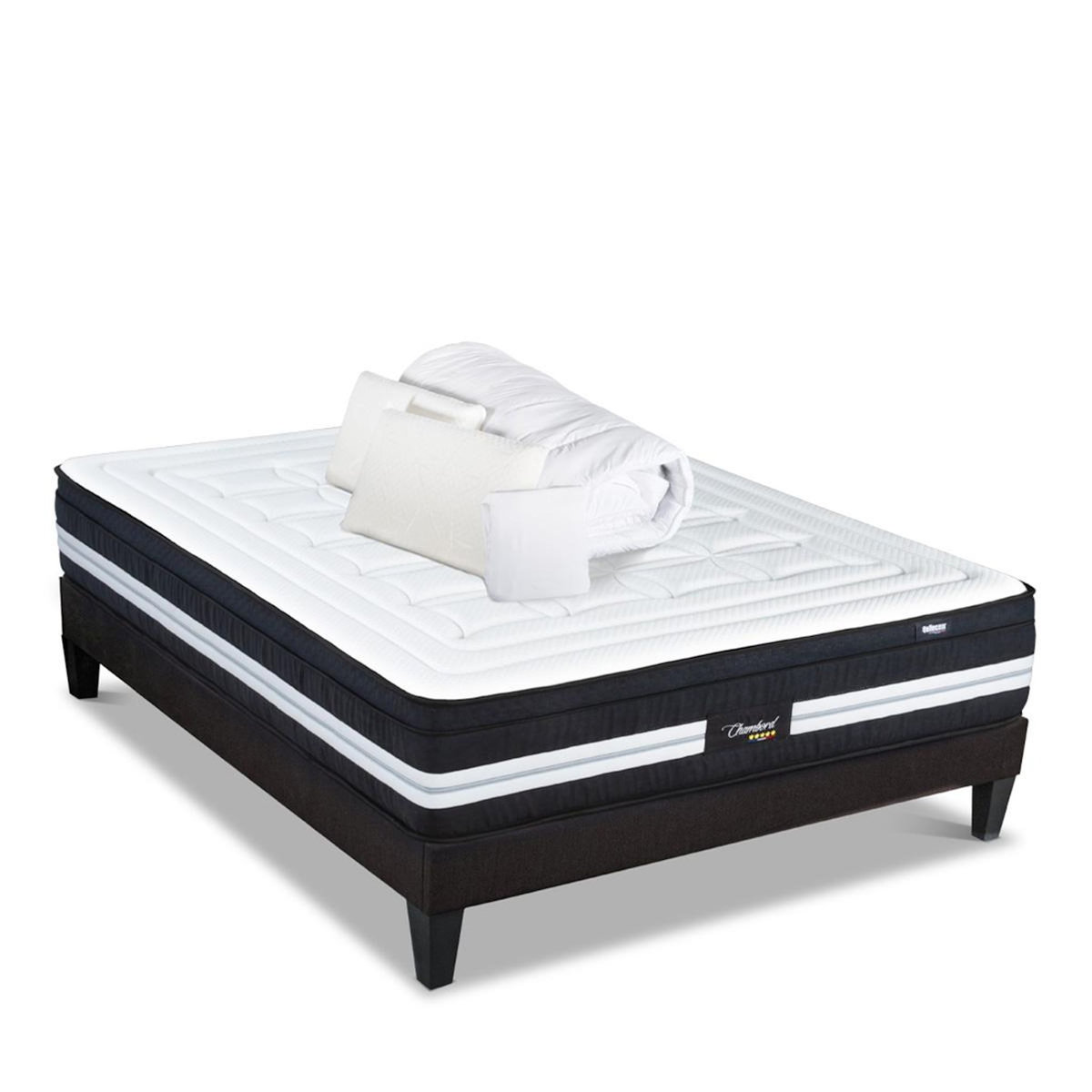 BELLECOUR BELLECOUR LITERIE | Pack Prêt à dormir CHAMBORD | Matelas Micro-ressorts + Sommier + Accessoires