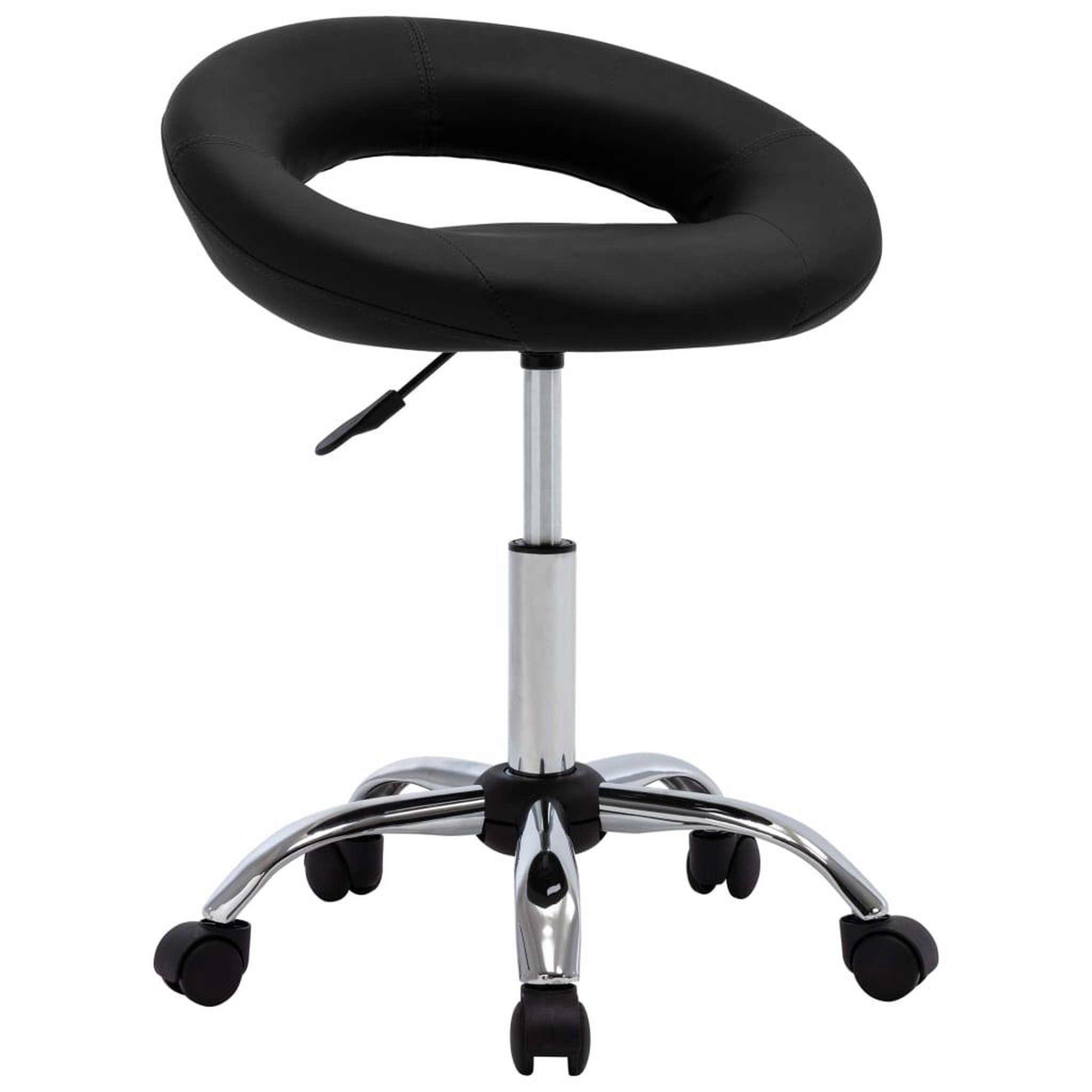 VIDAXL Chaise de travail roulante Noir Similicuir