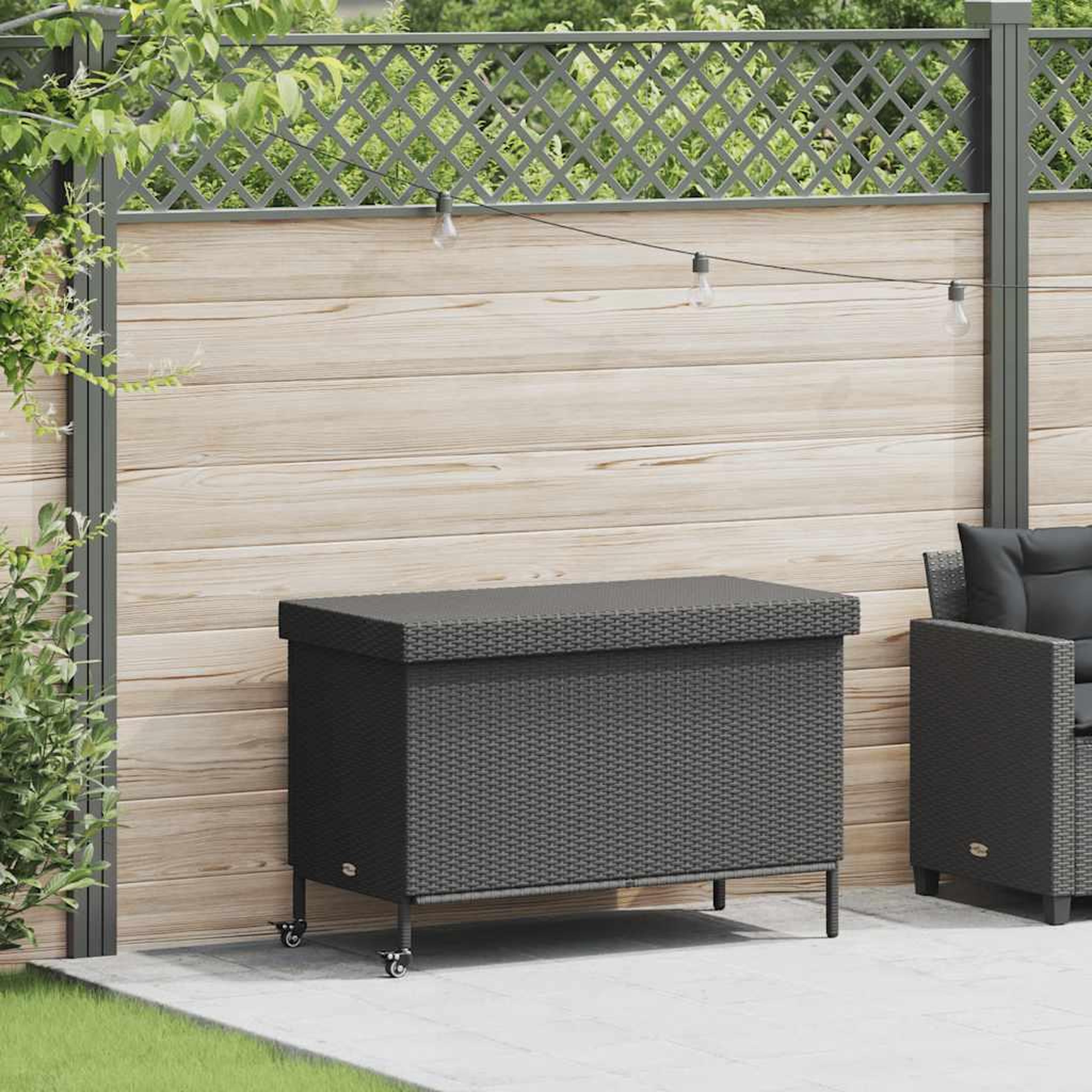 Voir la diapositive 2 : VIDAXL Boîte de rangement de jardin et roues noir resine tressee