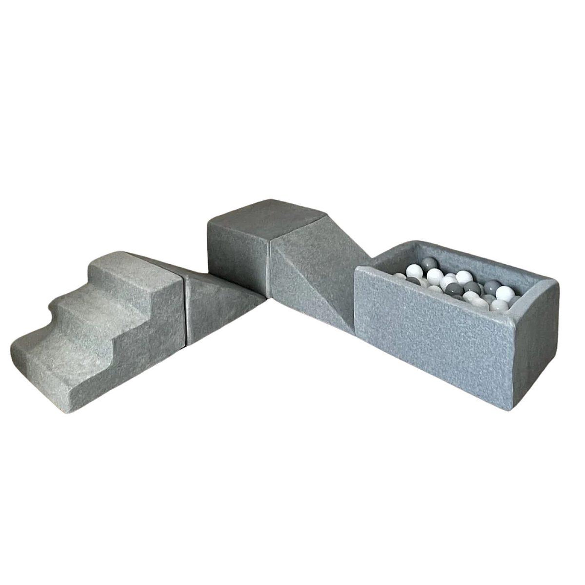 MONIO FOR KIDS Jeu en mousse 5 éléments avec mini piscine à balles velours gris
