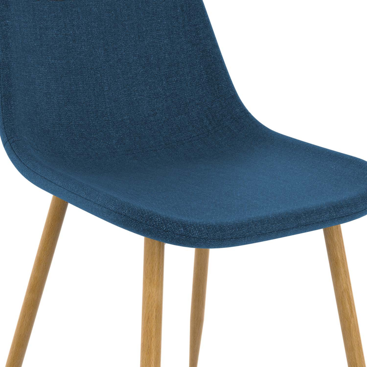 ID MARKET Lot de 6 chaises scandinaves DAPHNE en tissu bleu canard pour salle à manger