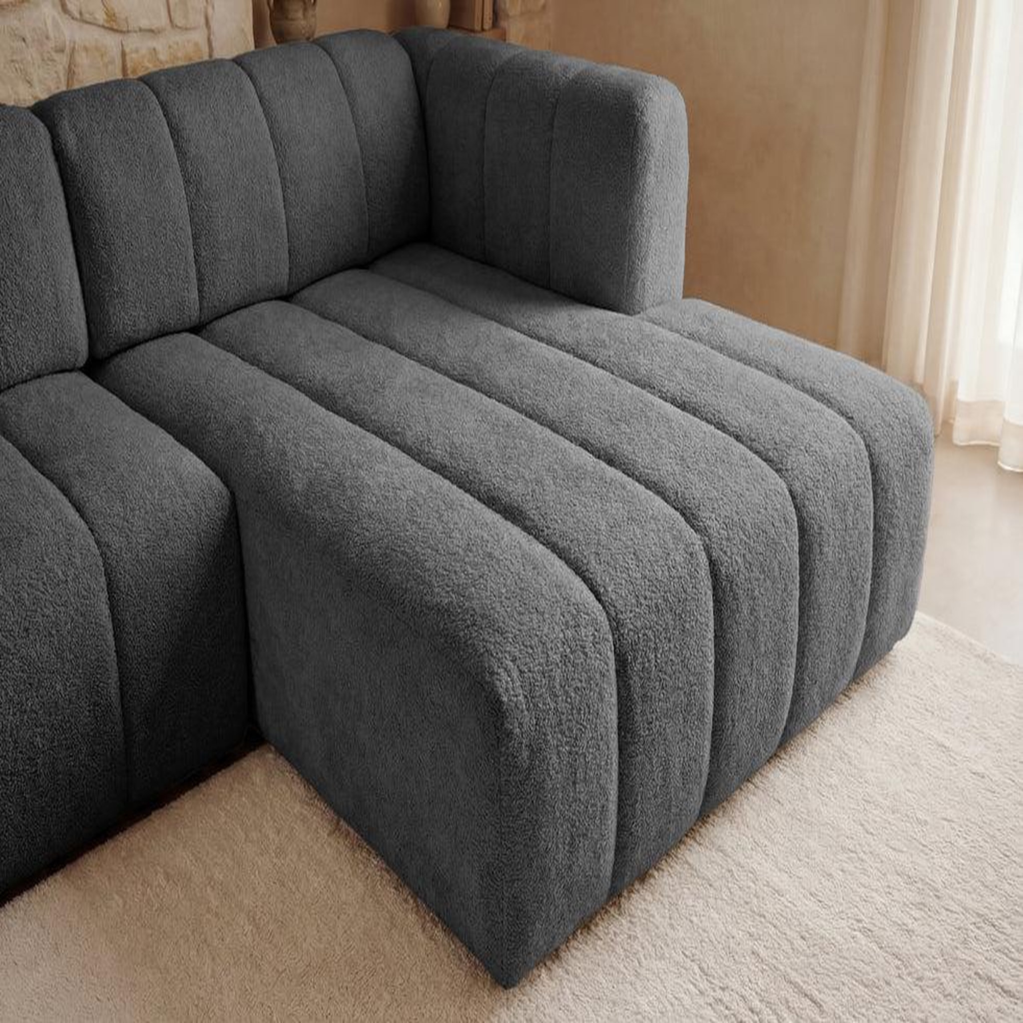 Voir la diapositive 3 : CASANOVA PARIS Marius - canapé d'angle tissu chenille