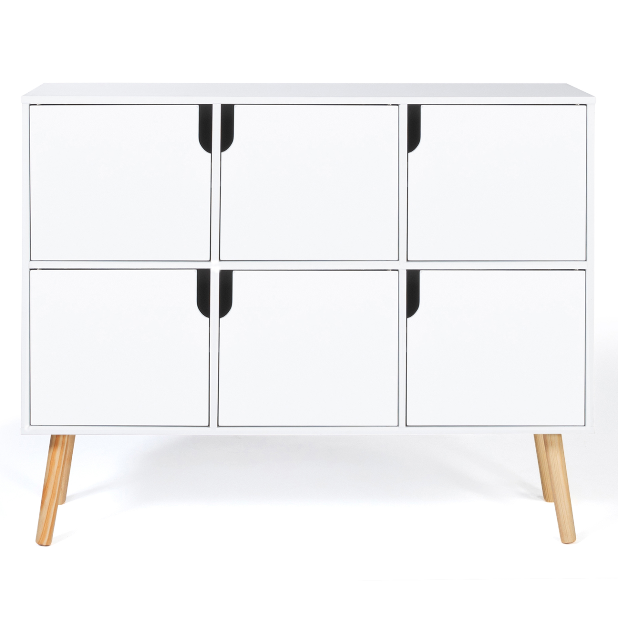 Voir la diapositive 4 : ID MARKET Meuble de rangement cube enfant emmie avec 6 cases en bois blanc