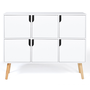 Voir la diapositive 4 : ID MARKET Meuble de rangement cube enfant EMMIE avec 6 cases en bois blanc