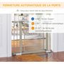 Voir la diapositive 5 : PAWHUT Barrière de sécurité animaux - longueur réglable dim. 75-103 cm - porte double verrouillage, ouverture double sens -sans perçage - acier ABS gris