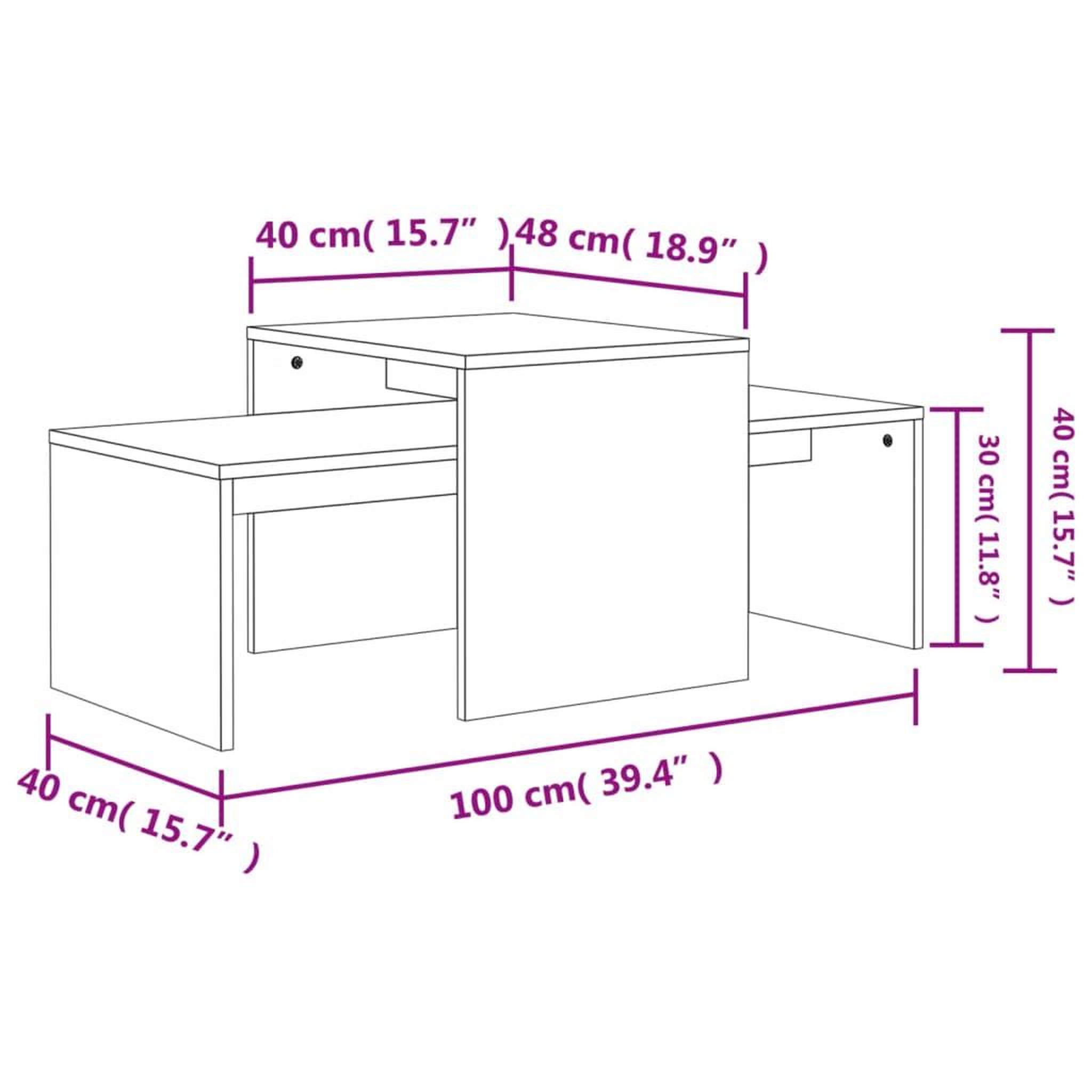 Voir la diapositive 6 : VIDAXL Ensemble de tables basses Chene sonoma bois d'ingenierie