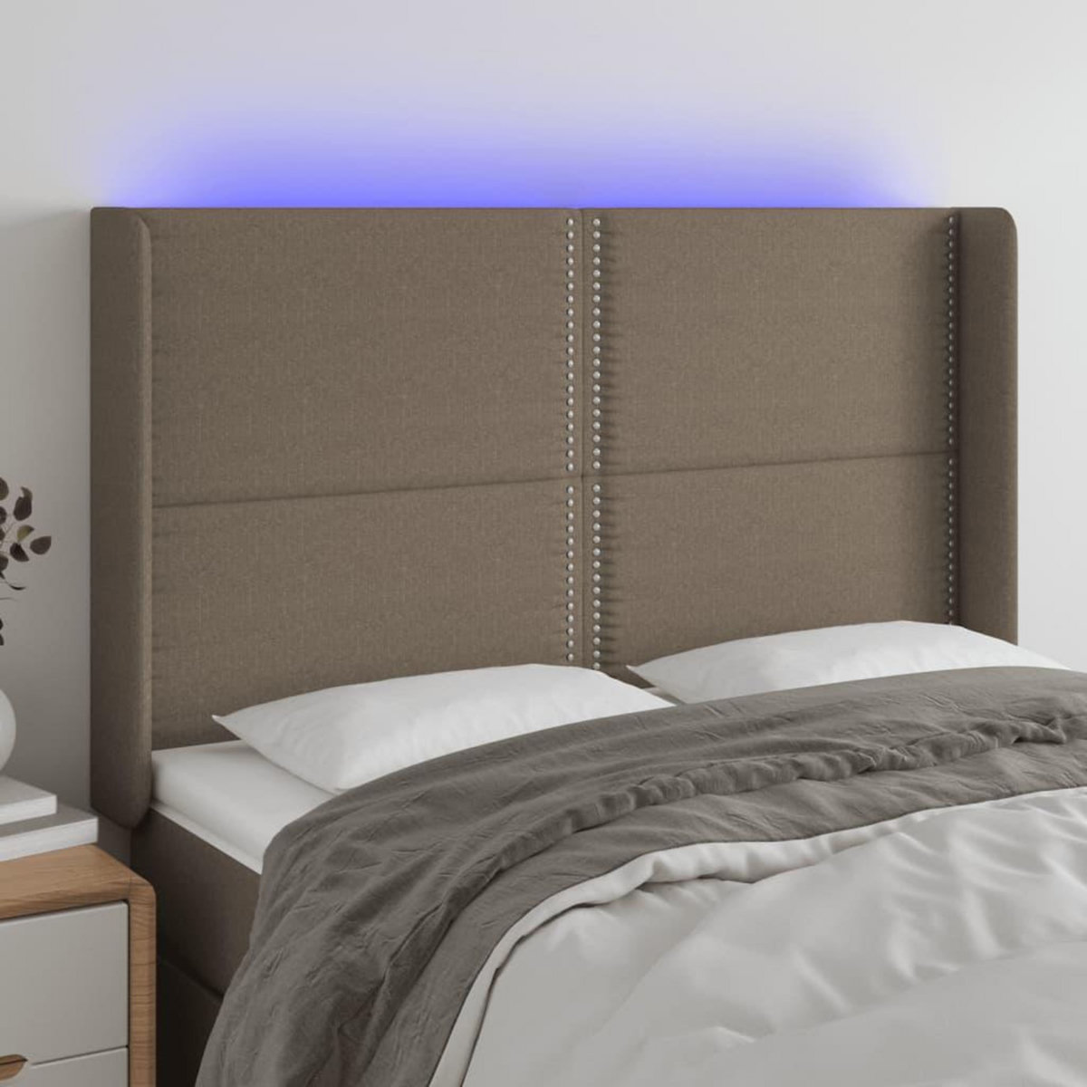 VIDAXL Tete de lit a LED Taupe 147x16x118/128 cm Tissu