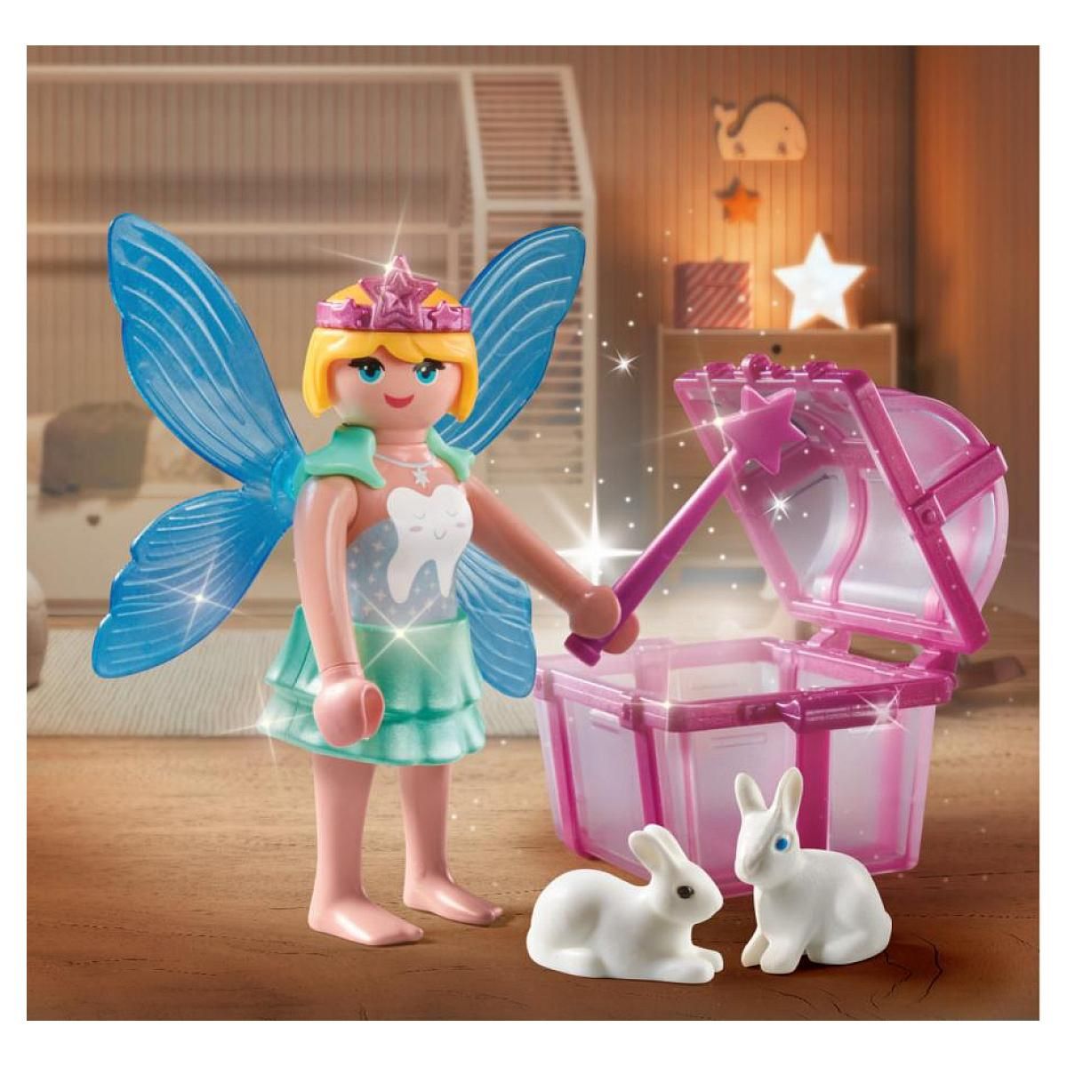 PLAYMOBIL 71758 Fée avec coffre à dents de lait et lapin