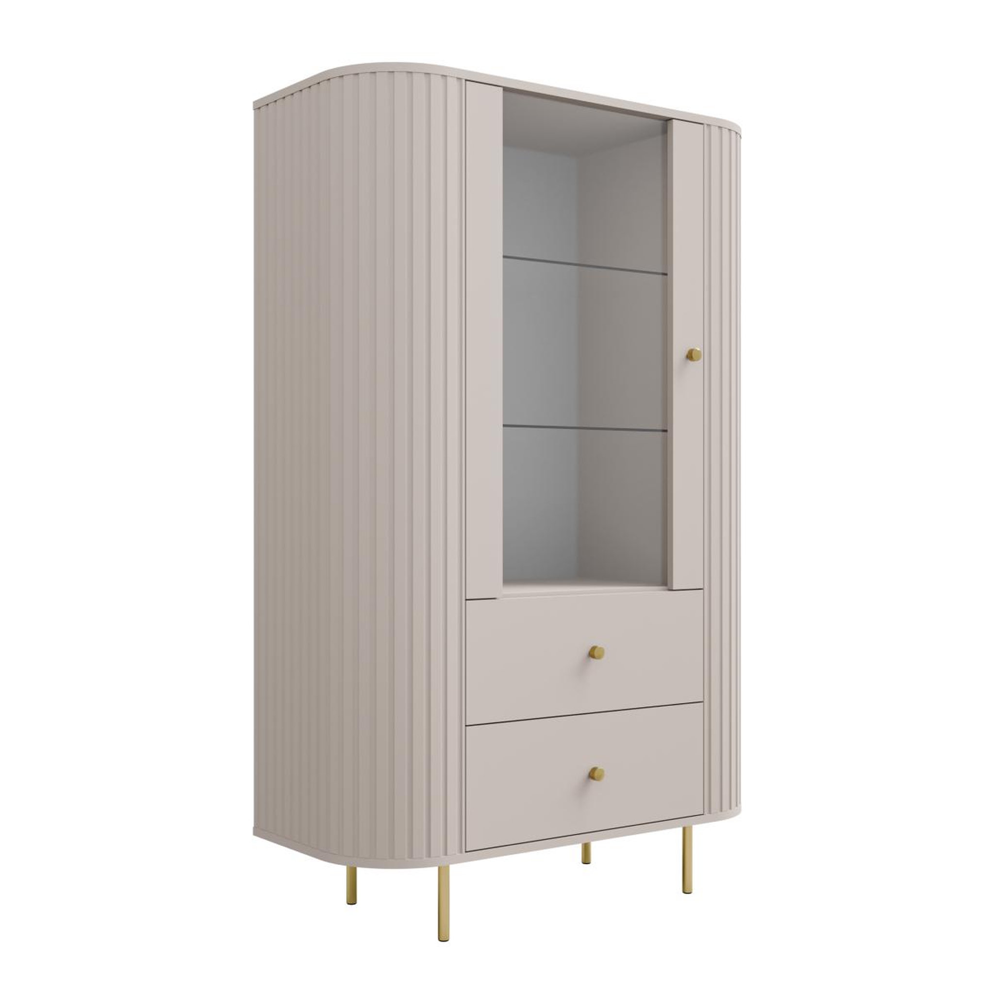 Voir la diapositive 6 : JLC KREATION Vitrine moderne 1 porte vitrée beige et doré lilio
