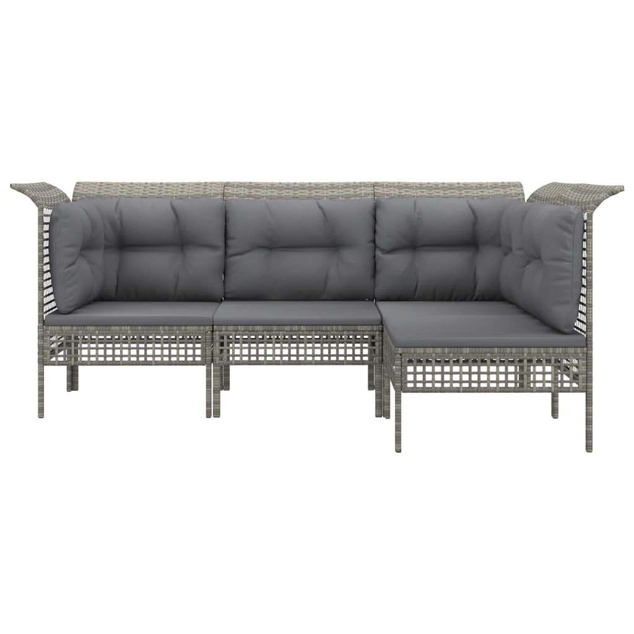 Voir la diapositive 3 : VIDAXL Salon de jardin 4 pcs avec coussins Gris Resine tressee
