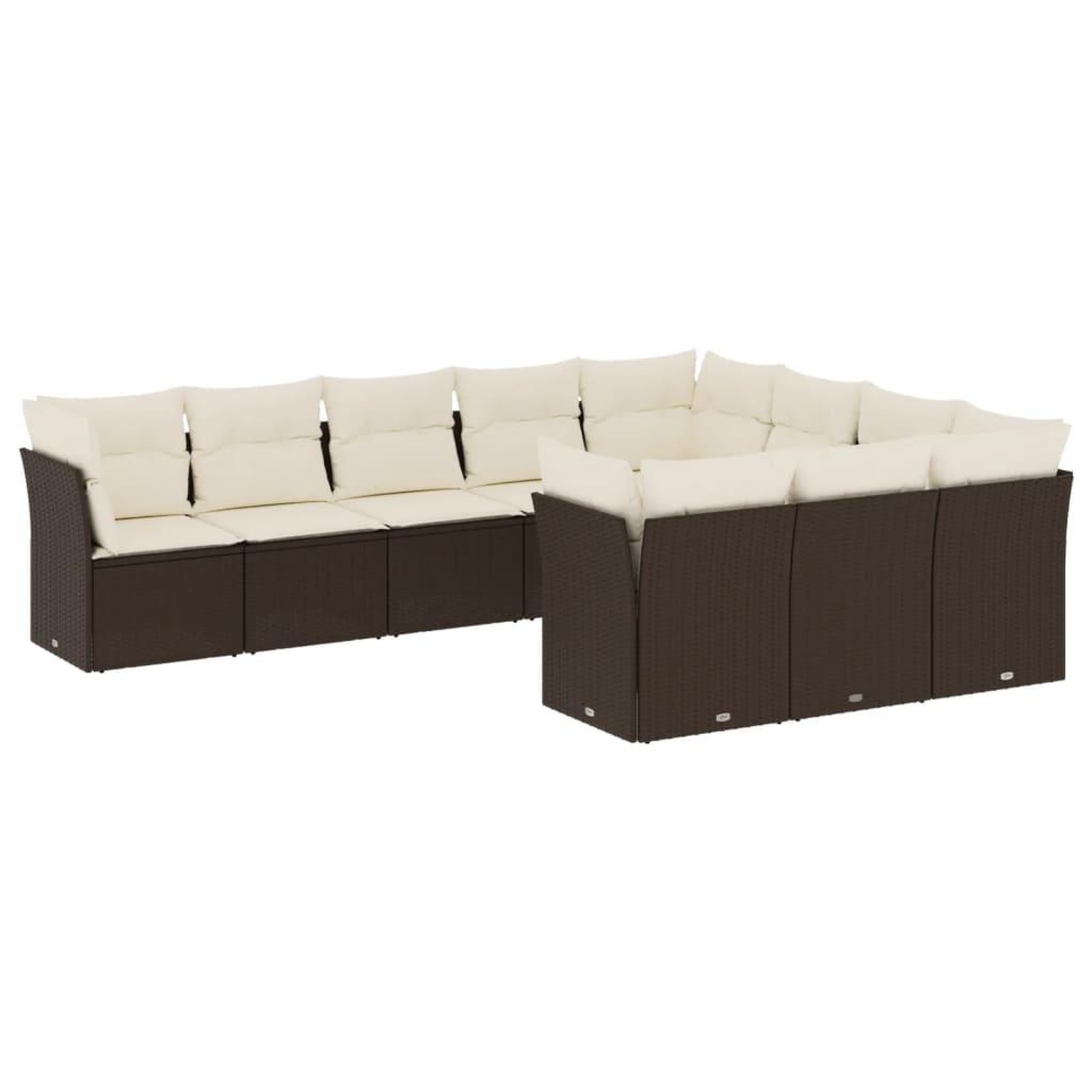 Voir la diapositive 2 : VIDAXL Salon de jardin 10 pcs avec coussins marron resine tressee