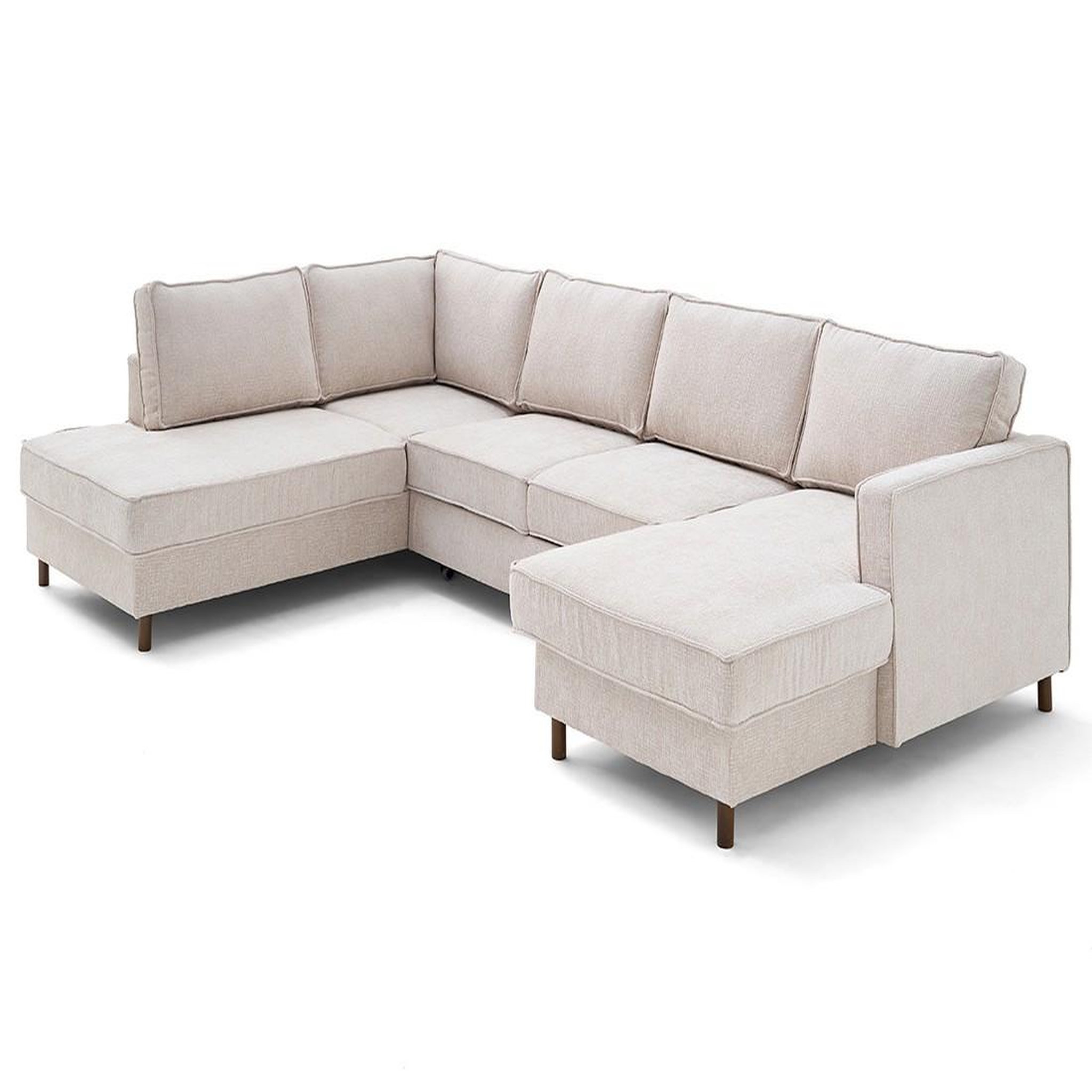 Voir la diapositive 4 : LISA DESIGN Jake - canapé panoramique d'angle gauche 7 places convertible avec coffre en tissu velours relief